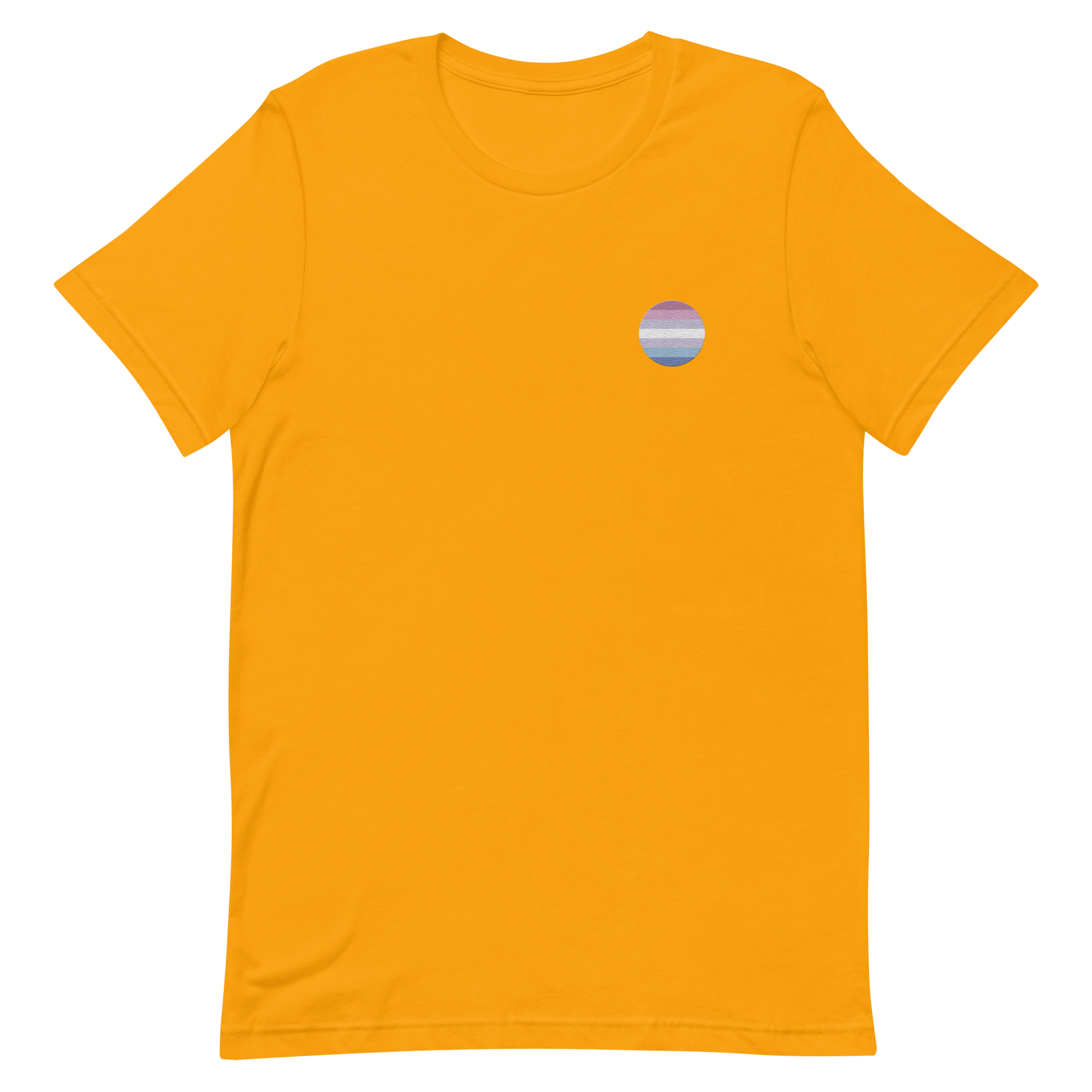 Bigender Flag Embroidered Circle Tee: Celebratory LGBTQ+ Pride Design
