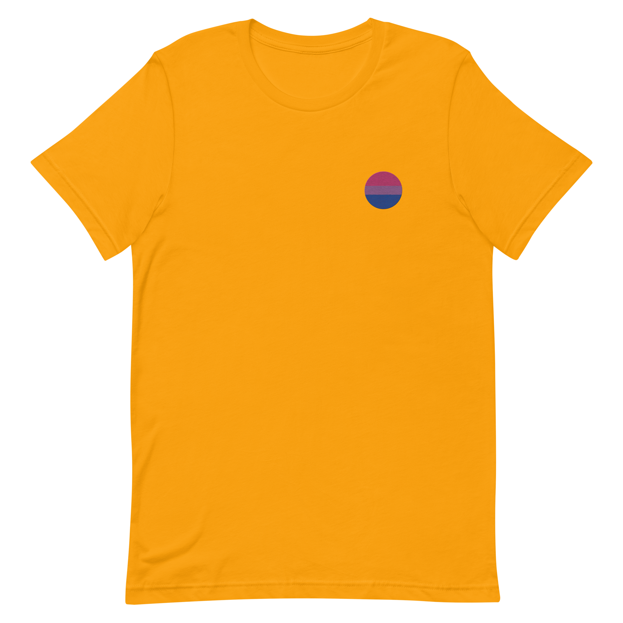Bisexual Flag Embroidered Circle Tee: Celebratory LGBTQ+ Pride Design