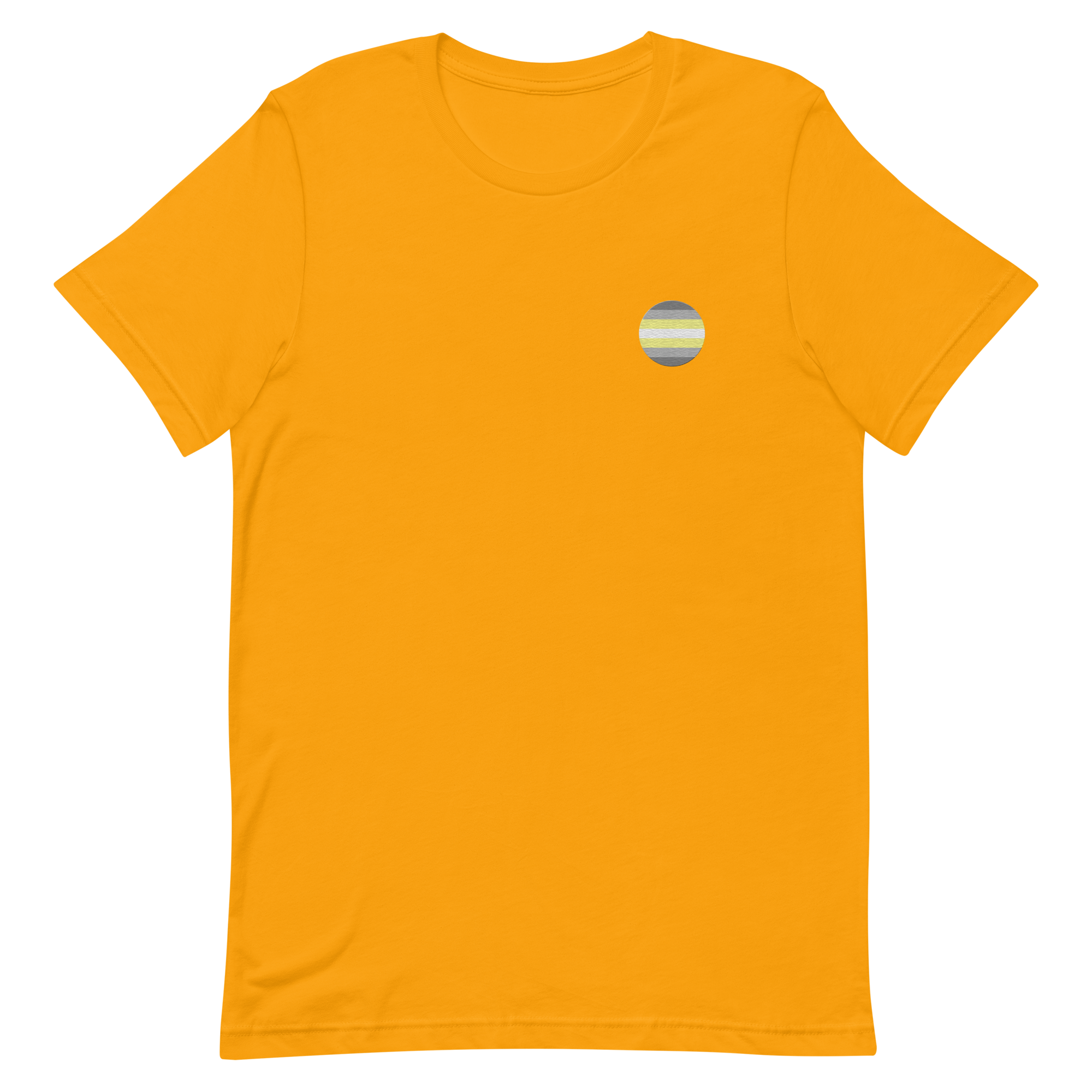 Demigender Flag Embroidered Circle Tee: Celebratory LGBTQ+ Pride Design