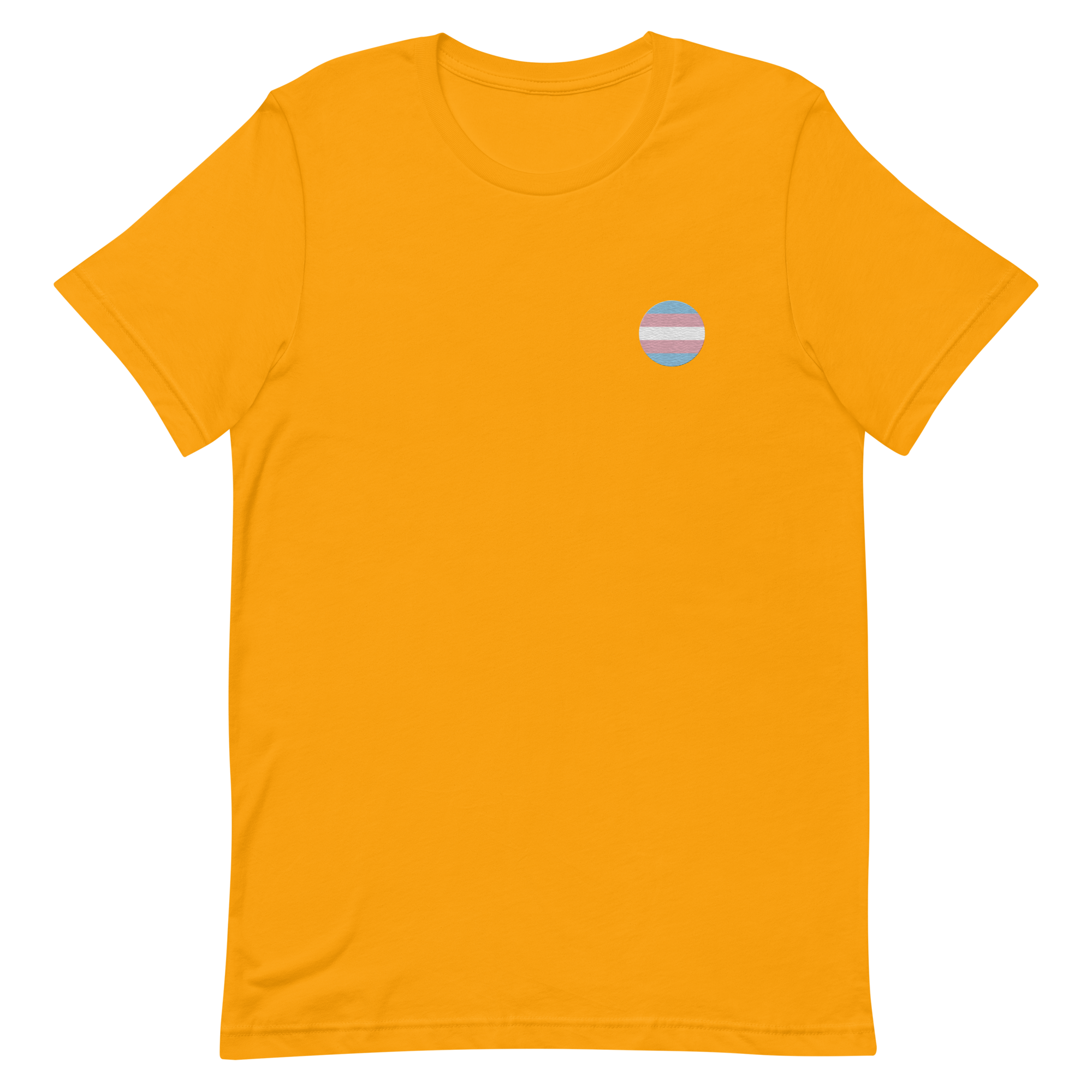 Transgender Flag Embroidered Circle Tee: Celebratory LGBTQ+ Pride Design