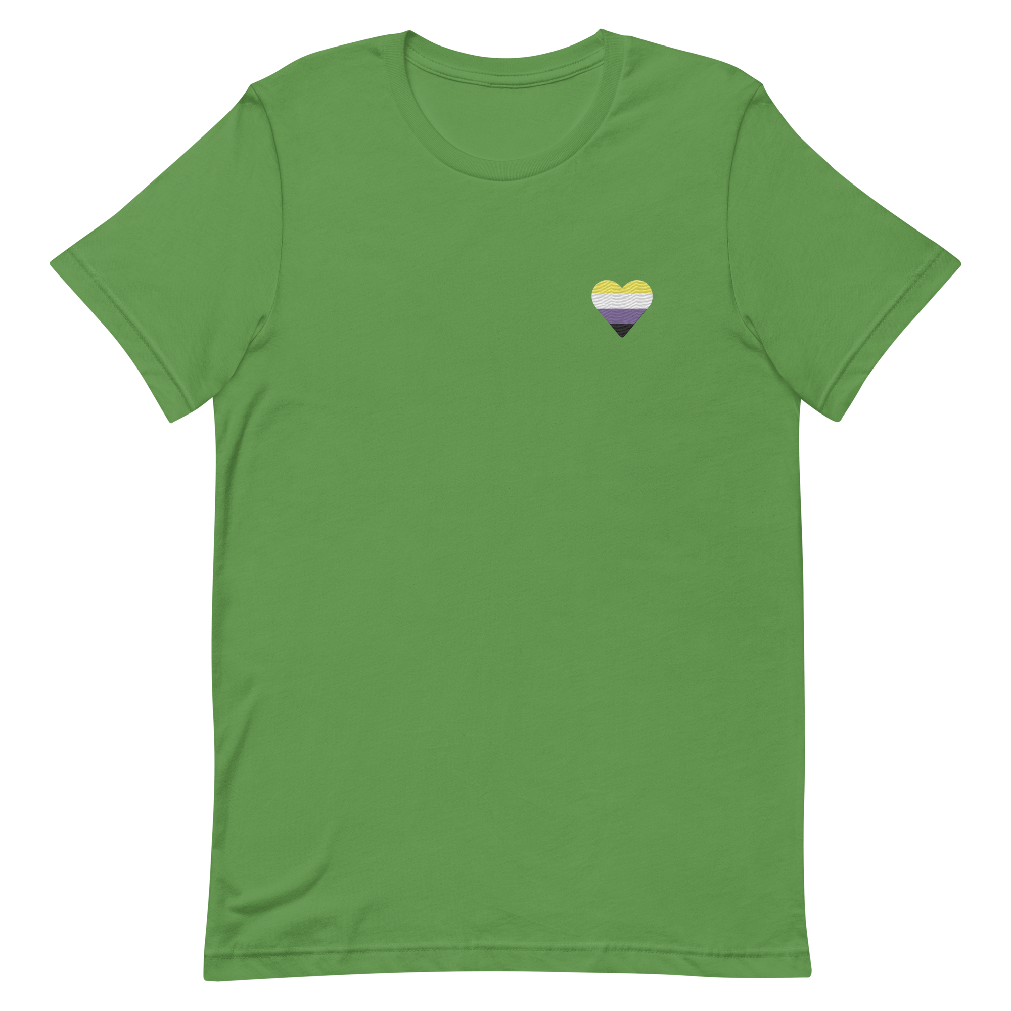 Nonbinary Flag Embroidered Heart T-Shirt: Celebratory LGBTQ+ Pride Design