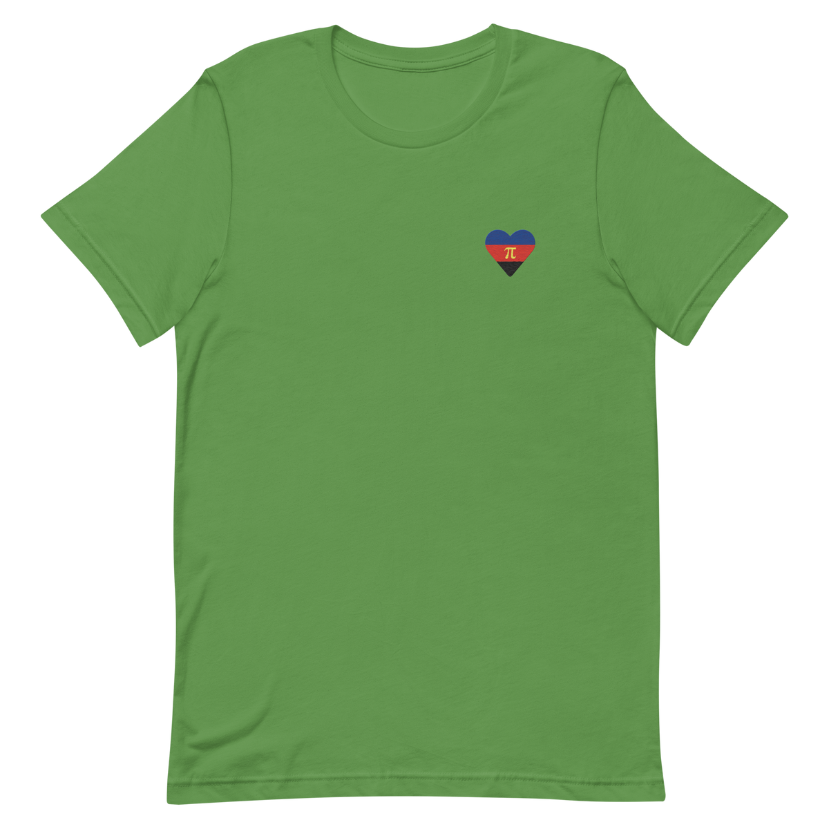 Polyamory Flag Embroidered Heart T-Shirt: Celebratory LGBTQ+ Pride Design