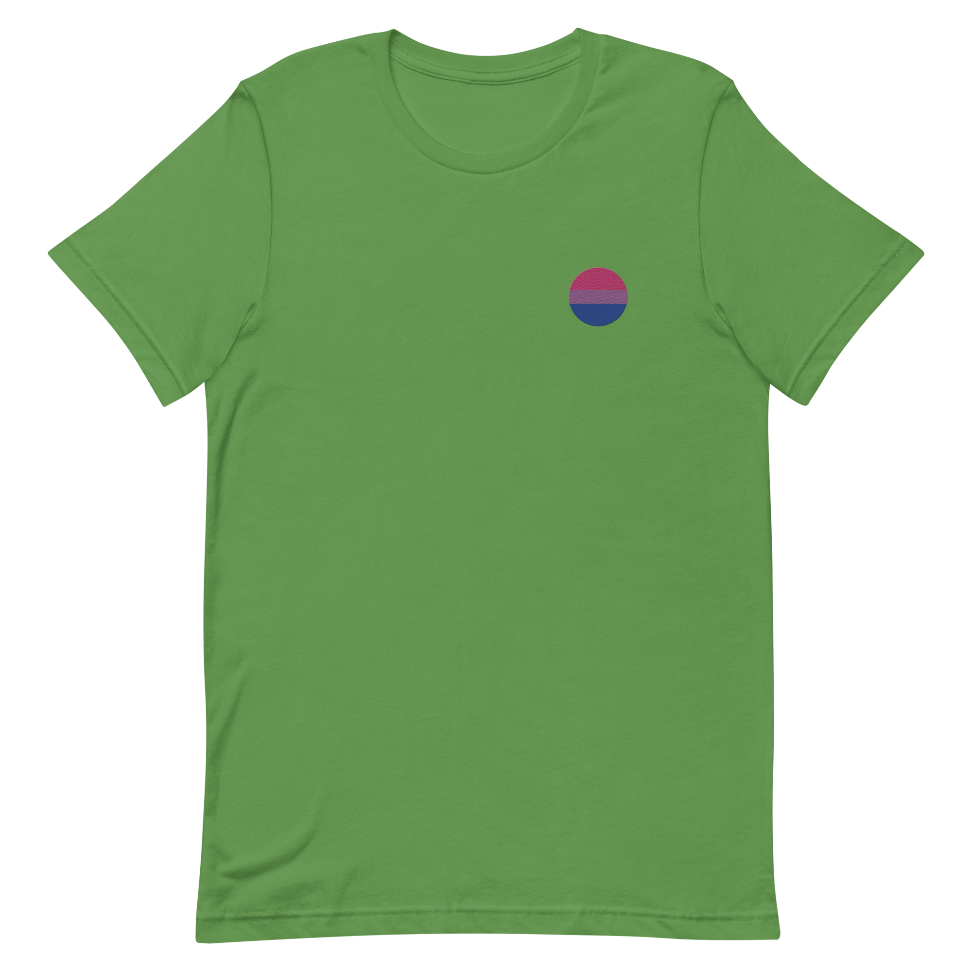 Bisexual Flag Embroidered Circle Tee: Celebratory LGBTQ+ Pride Design