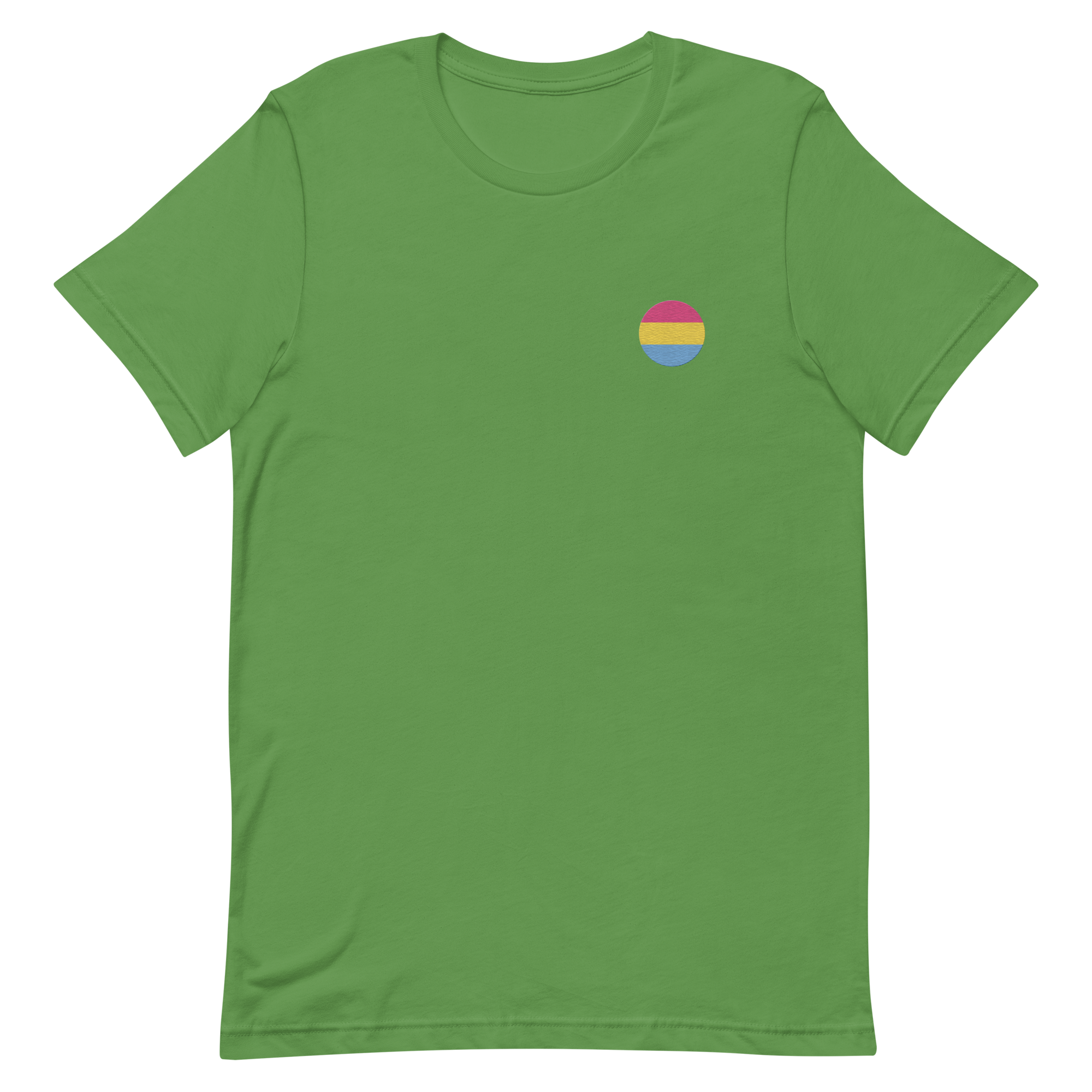 Pansexual Flag Embroidered Circle Tee: Celebratory LGBTQ+ Pride Design