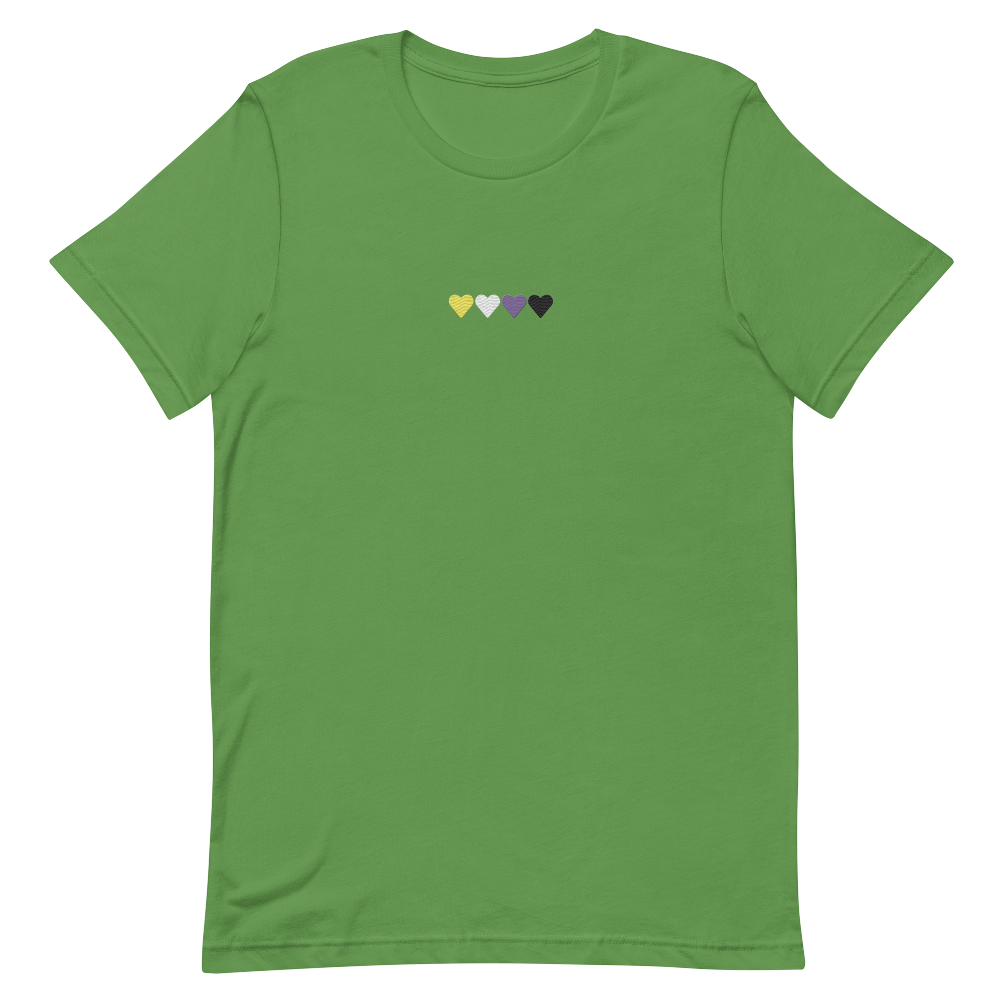 Embroidered Nonbinary T-Shirt: Pride Flag Horizontal Heart Design