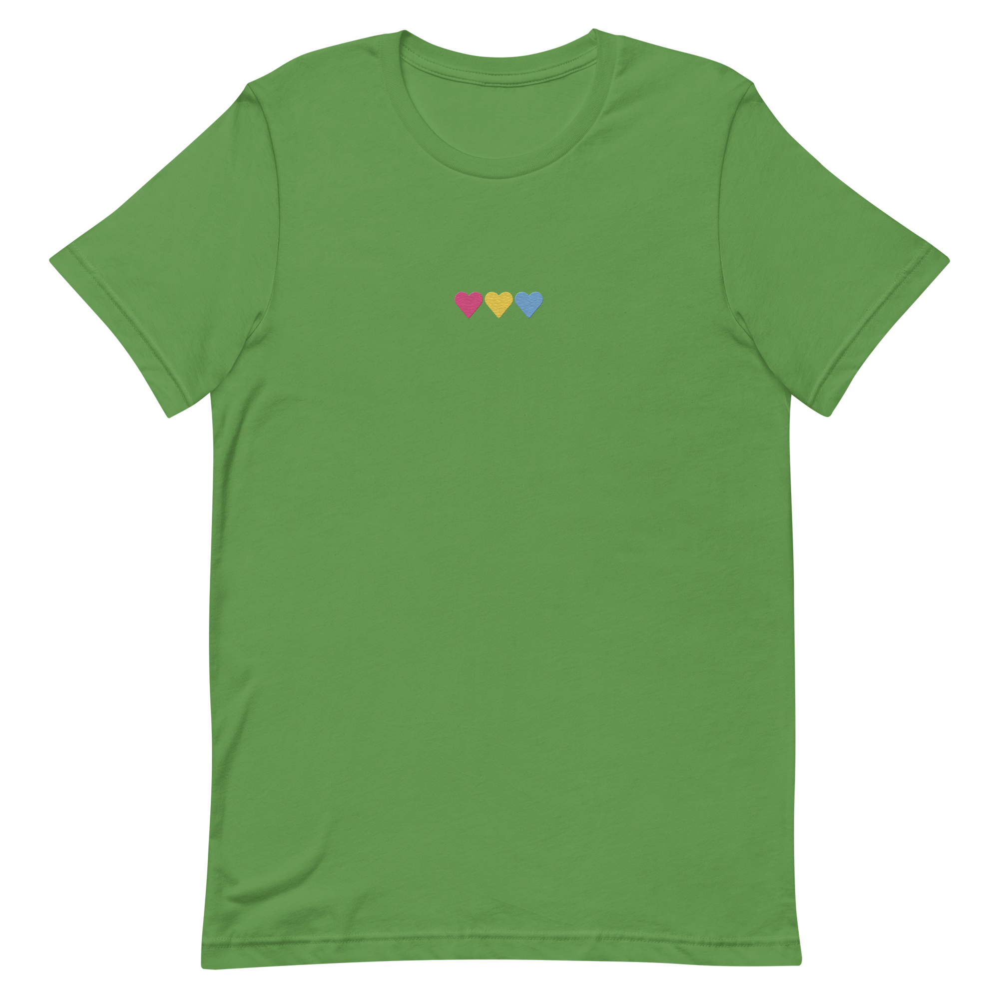 Embroidered Pansexual T-Shirt: Pride Flag Horizontal Heart Design