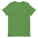 Embroidered Tee: Lesbian Pride Ring Emblem Design