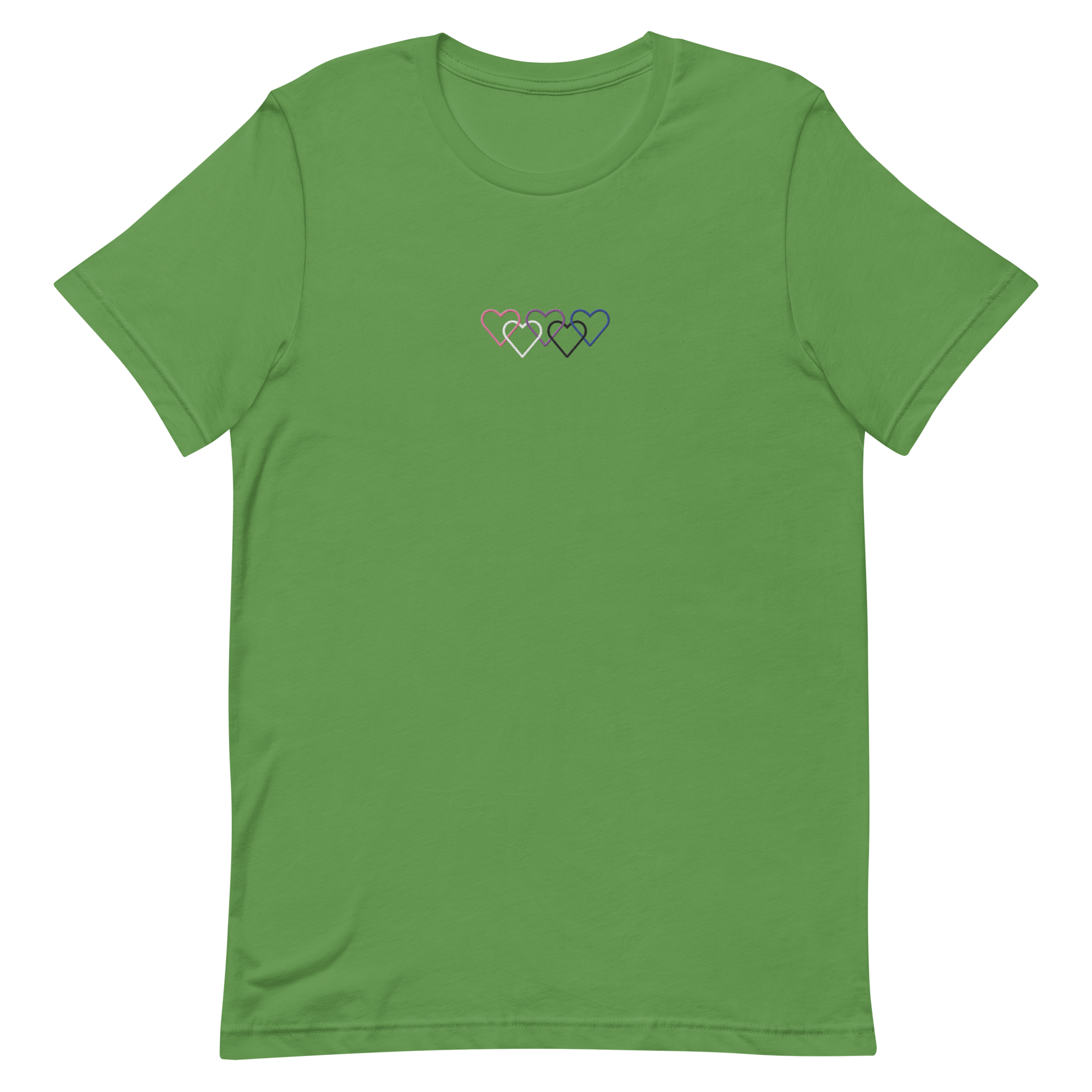 Genderfluid Pride Tee: Interlaced Heart Outlines Embroidered T-Shirt