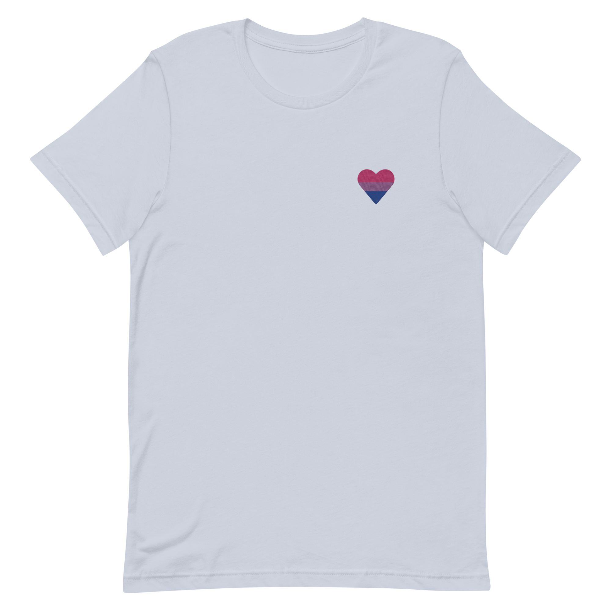 Bisexual Flag Embroidered Heart T-Shirt: Celebratory LGBTQ+ Pride Design