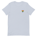 Pride Flag Embroidered Heart T-Shirt: Celebratory LGBTQ+ Pride Design