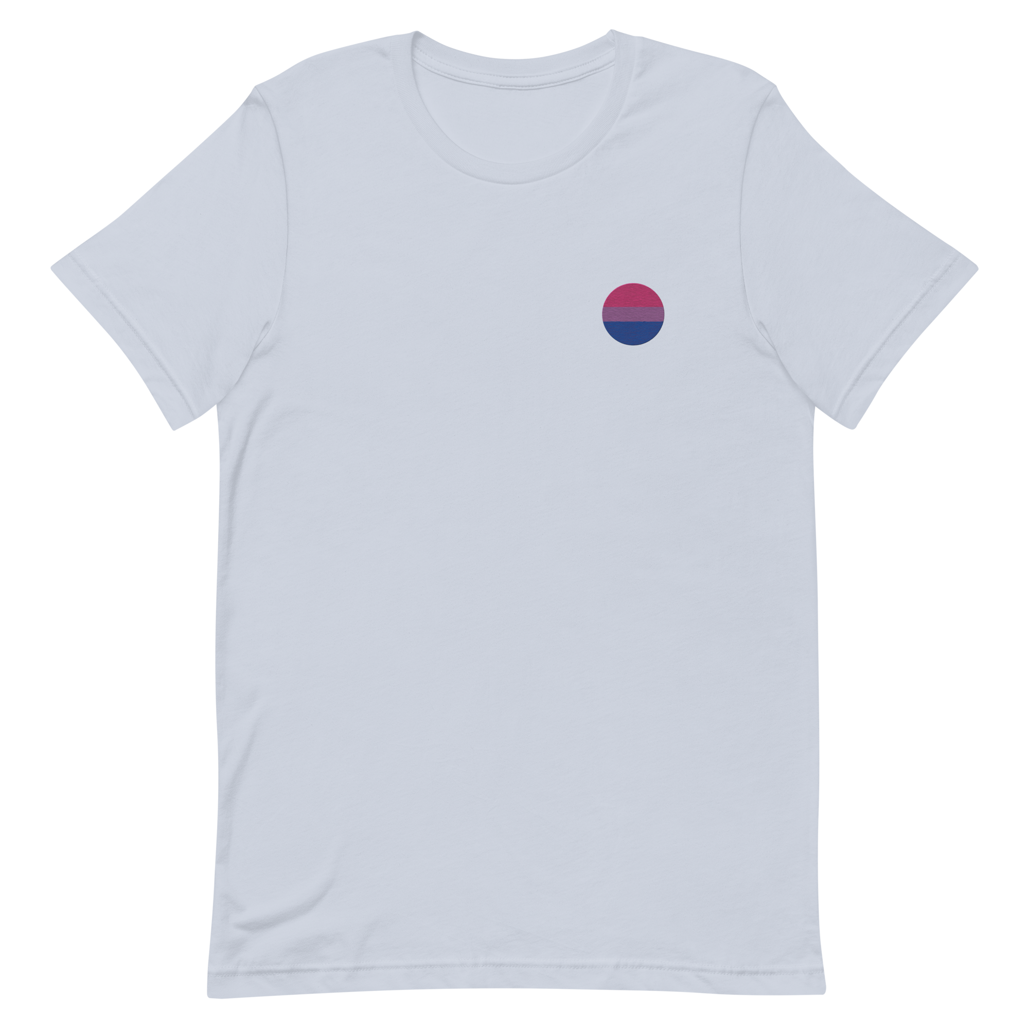 Bisexual Flag Embroidered Circle Tee: Celebratory LGBTQ+ Pride Design
