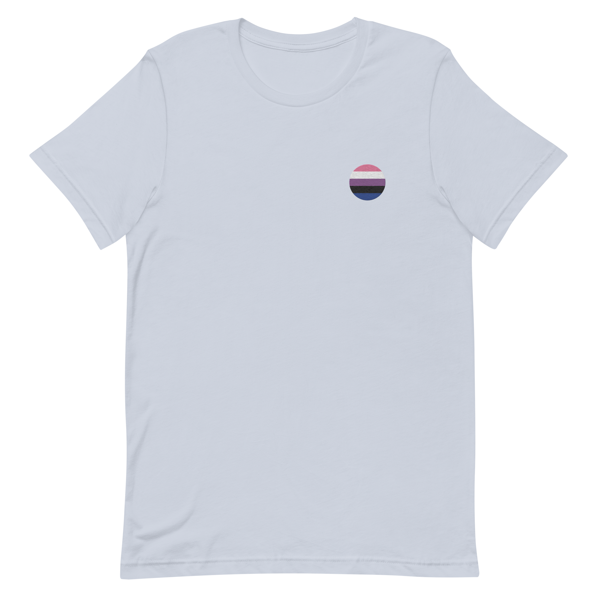 Genderfluid Flag Embroidered Circle Tee: Celebratory LGBTQ+ Pride Design
