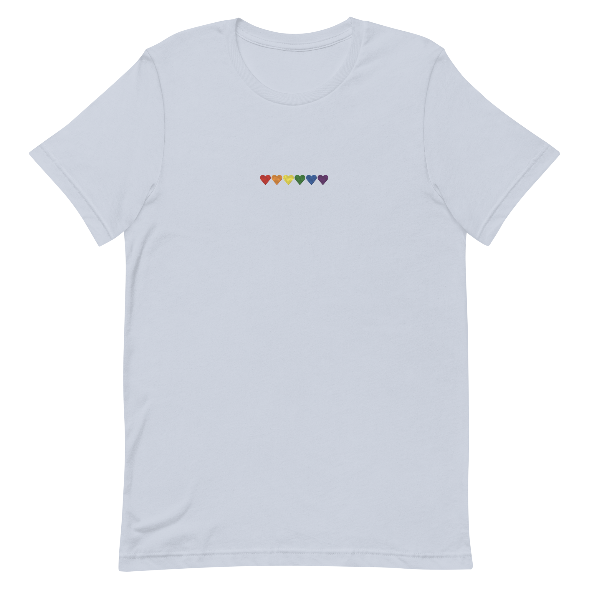 Embroidered Pride T-Shirt: Pride Flag Horizontal Heart Design