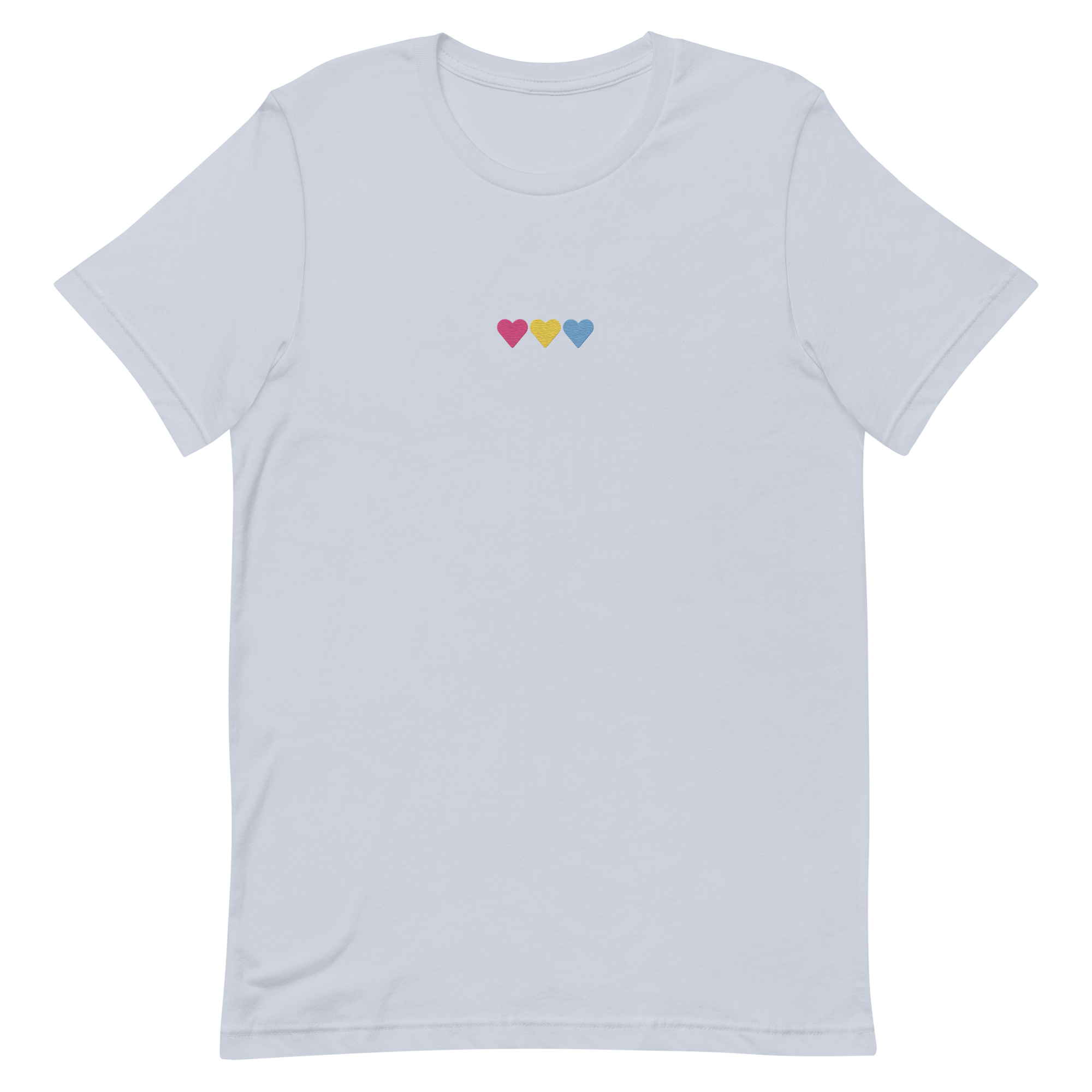 Embroidered Pansexual T-Shirt: Pride Flag Horizontal Heart Design