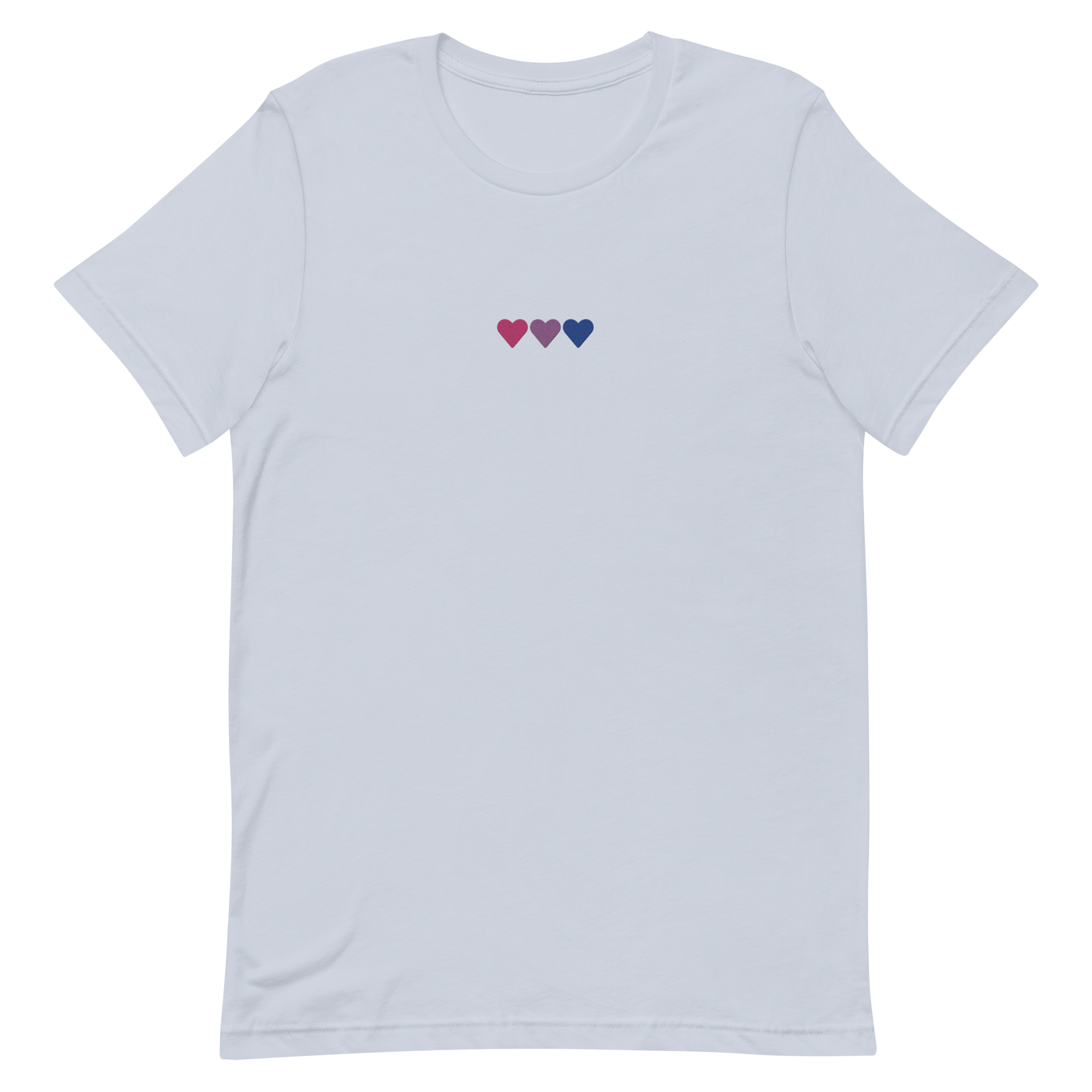 Embroidered Bisexual T-Shirt: Pride Flag Horizontal Heart Design