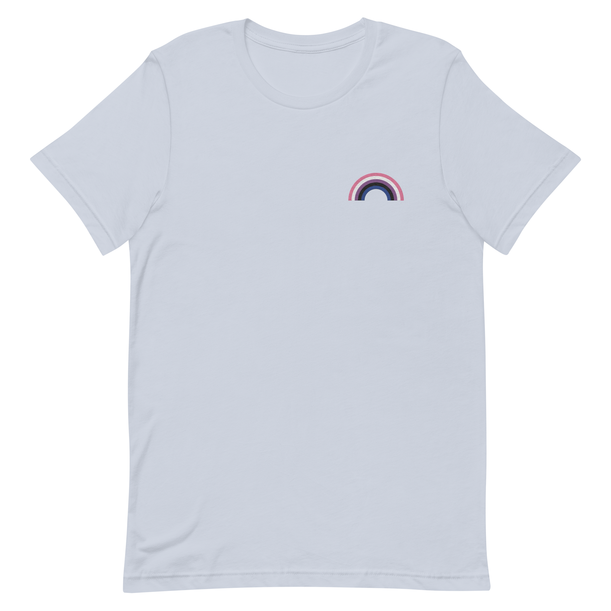 Embroidered Genderfluid Rainbow T-Shirt: Pride Flag LGBTQ+ Design