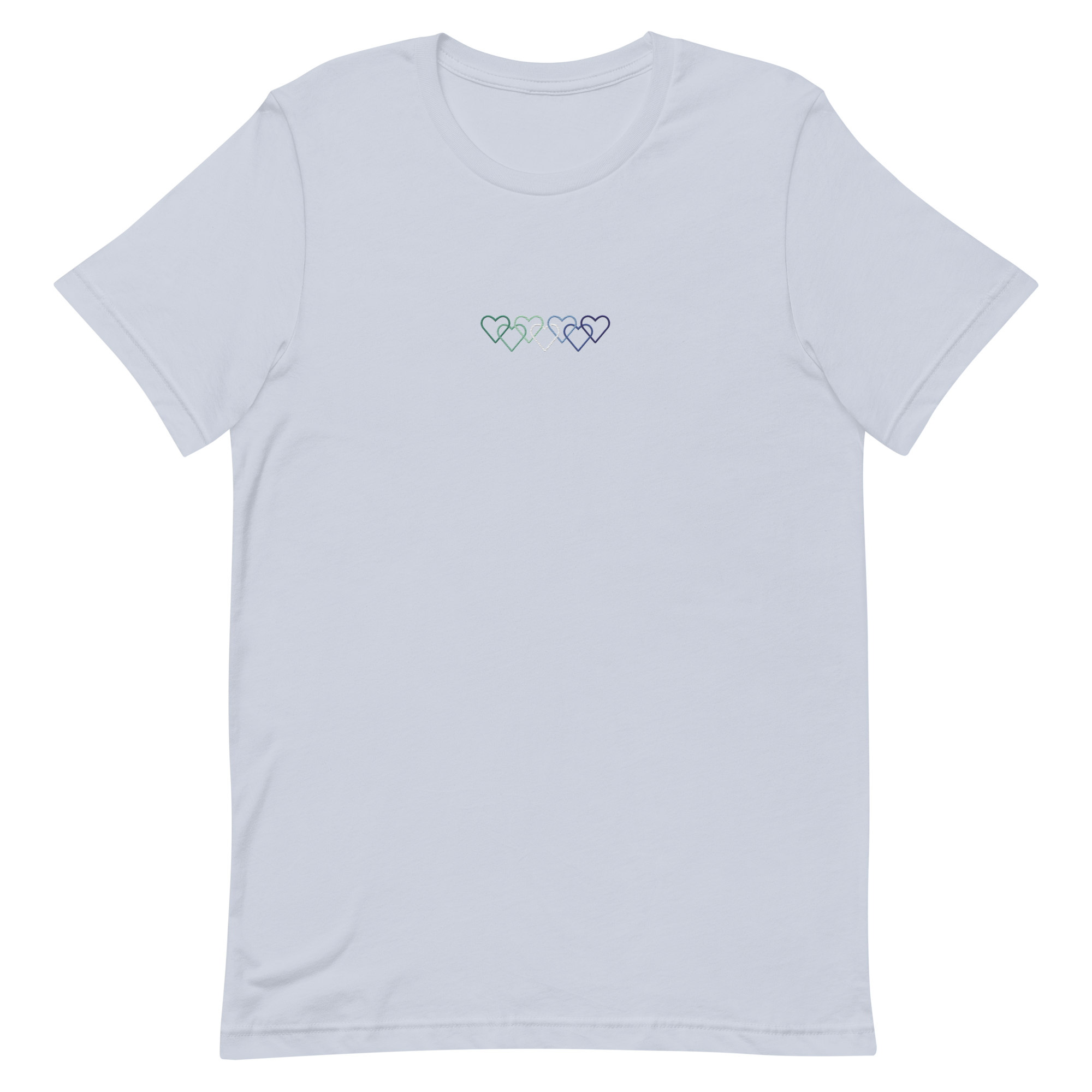 Gay Pride Tee: Interlaced Heart Outlines Embroidered T-Shirt