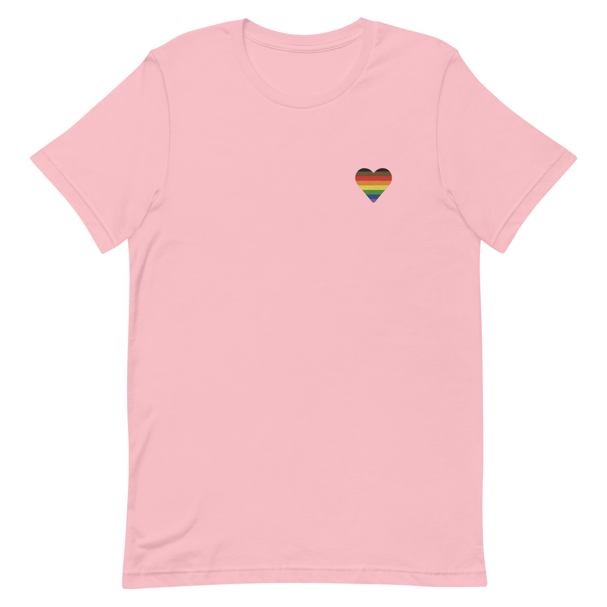 Philly Pride Flag Embroidered Heart T-Shirt: Celebratory LGBTQ+ Pride Design