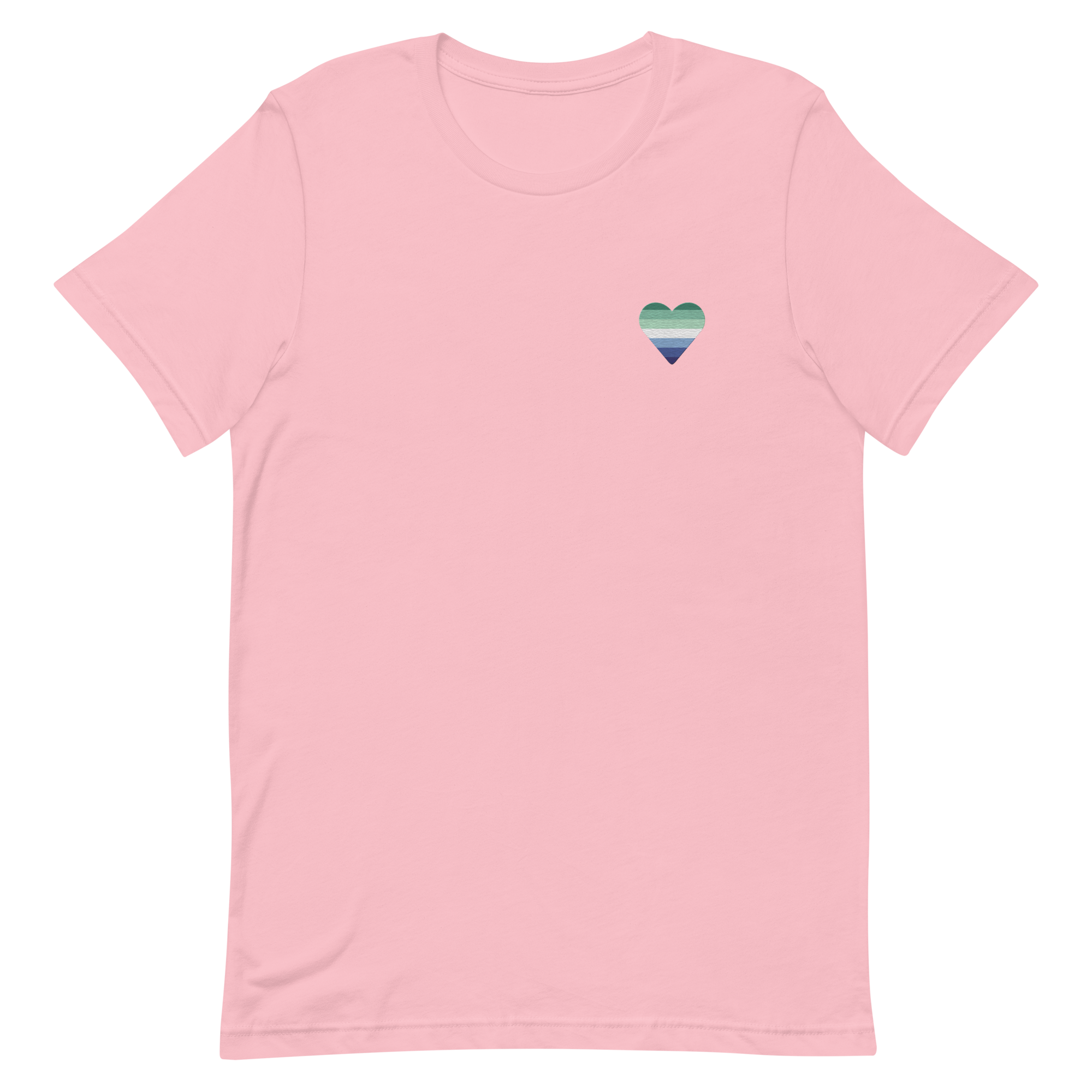 Gay Pride Flag Embroidered Heart T-Shirt: Celebratory LGBTQ+ Pride Design