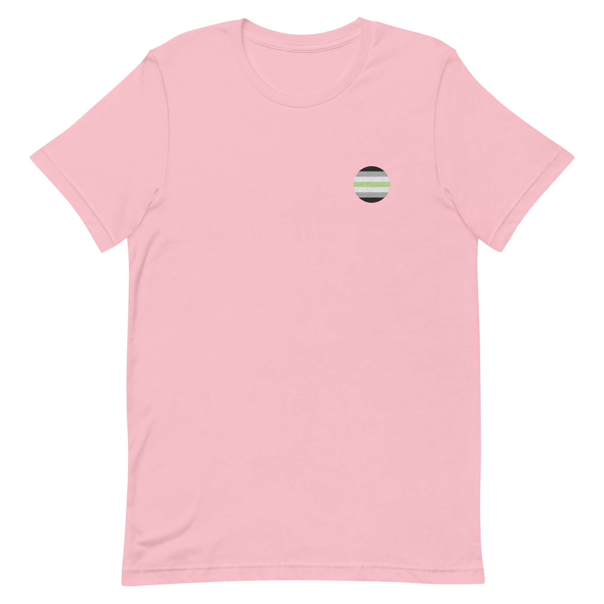 Agender Flag Embroidered Circle Tee: Celebratory LGBTQ+ Pride Design