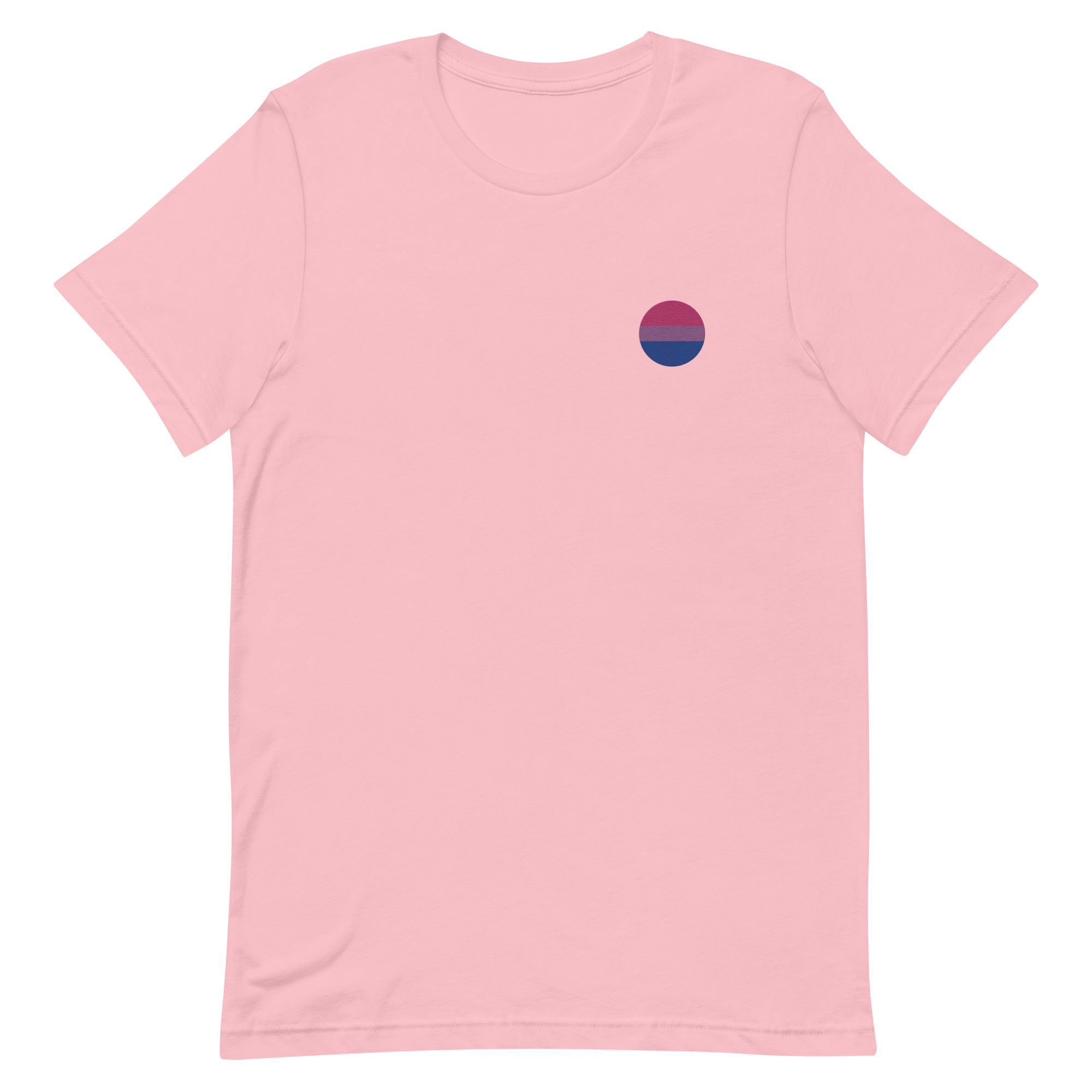 Bisexual Flag Embroidered Circle Tee: Celebratory LGBTQ+ Pride Design