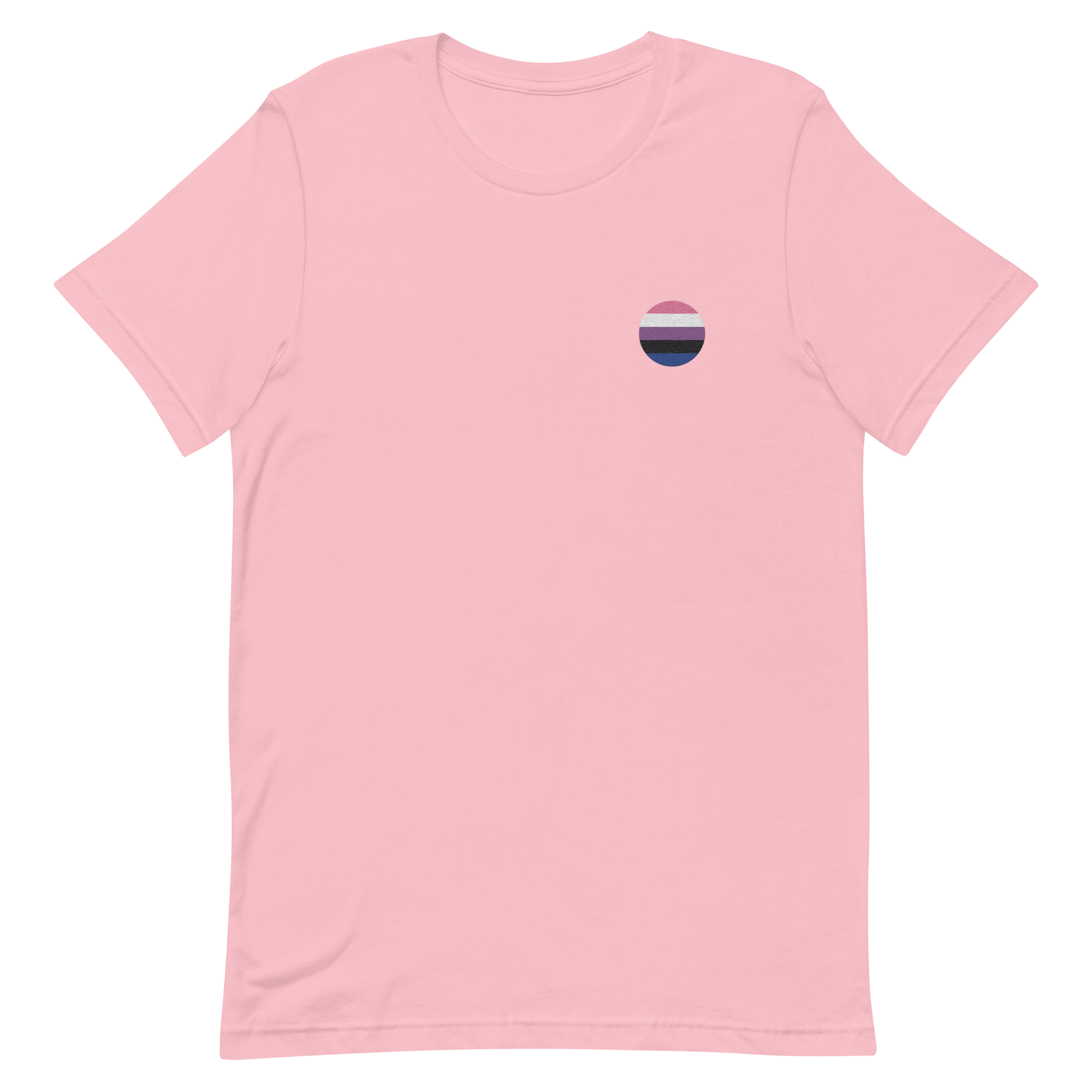 Genderfluid Flag Embroidered Circle Tee: Celebratory LGBTQ+ Pride Design