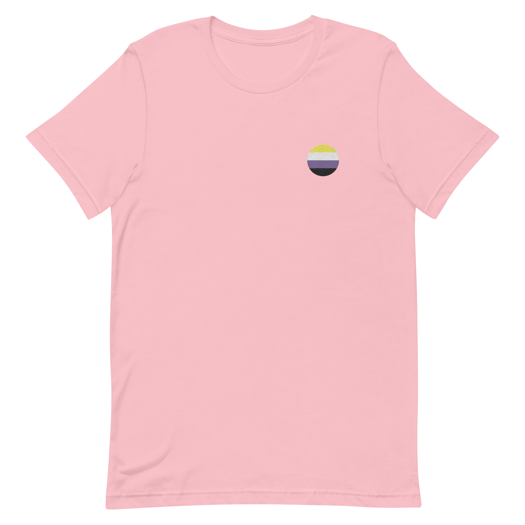Nonbinary Flag Embroidered Circle Tee: Celebratory LGBTQ+ Pride Design