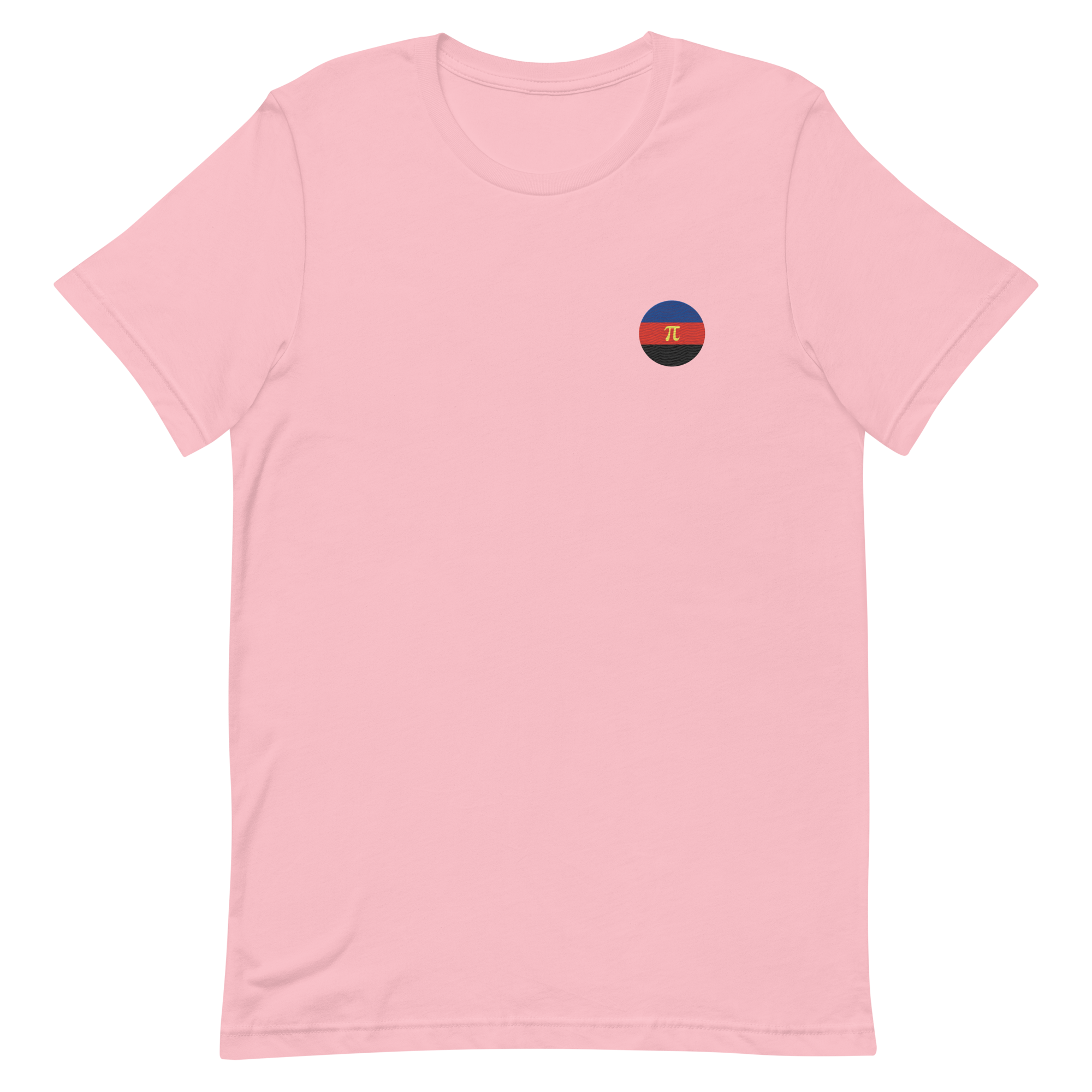 Polyamory Flag Embroidered Circle Tee: Celebratory LGBTQ+ Pride Design