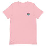 Polysexual Flag Embroidered Circle Tee: Celebratory LGBTQ+ Pride Design