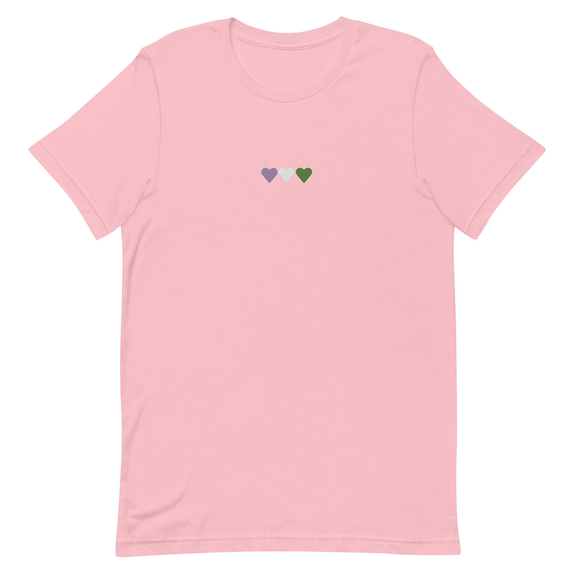 Embroidered Genderqueer T-Shirt: Pride Flag Horizontal Heart Design