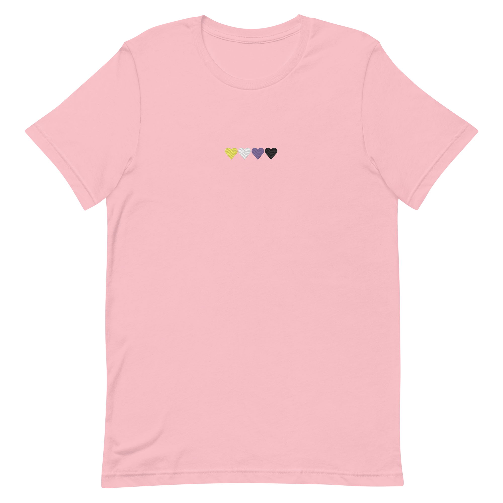 Embroidered Nonbinary T-Shirt: Pride Flag Horizontal Heart Design