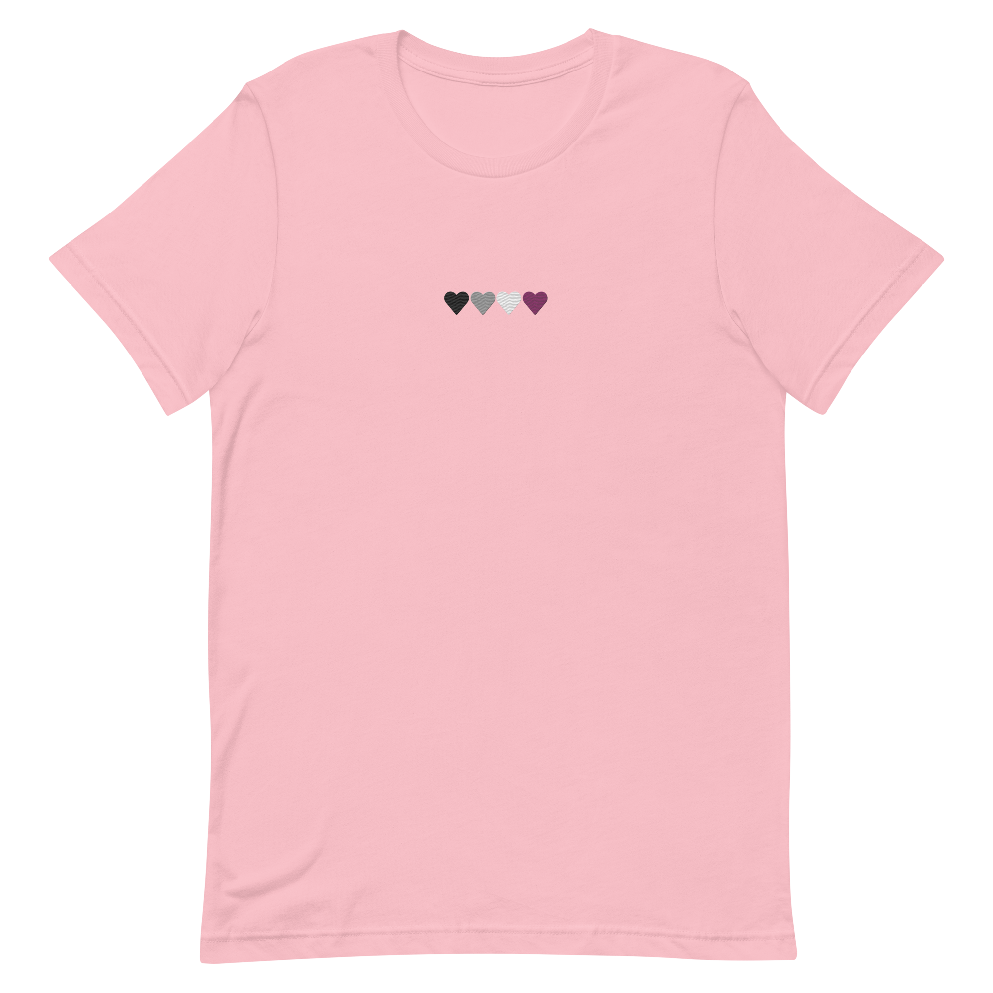 Embroidered Asexual T-Shirt: Pride Flag Horizontal Heart Design