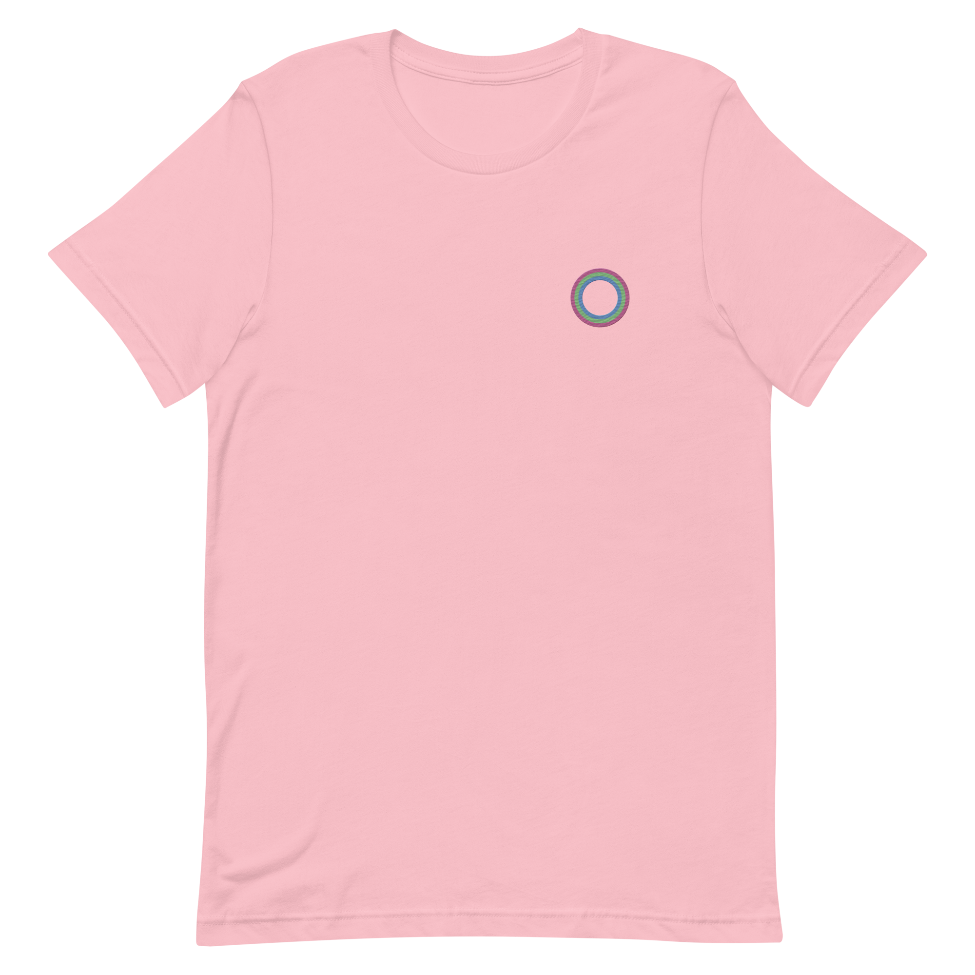 Embroidered Tee: Polysexual Pride Ring Emblem Design