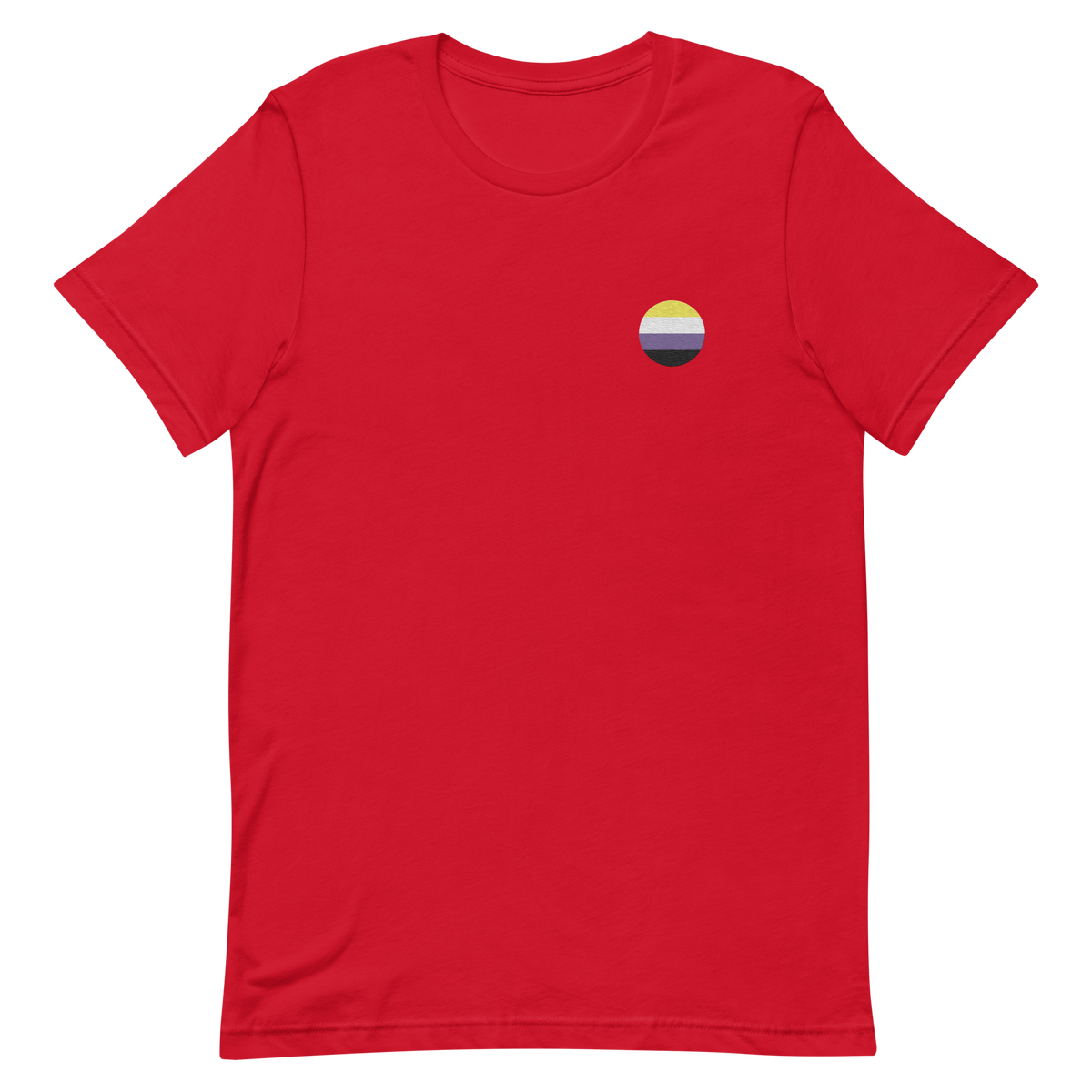 Nonbinary Flag Embroidered Circle Tee: Celebratory LGBTQ+ Pride Design