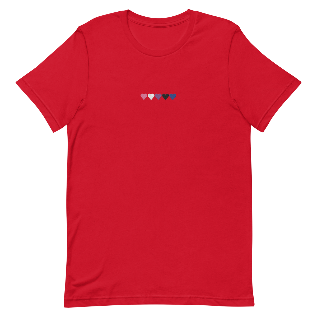 Embroidered Genderfluid T-Shirt: Pride Flag Horizontal Heart Design