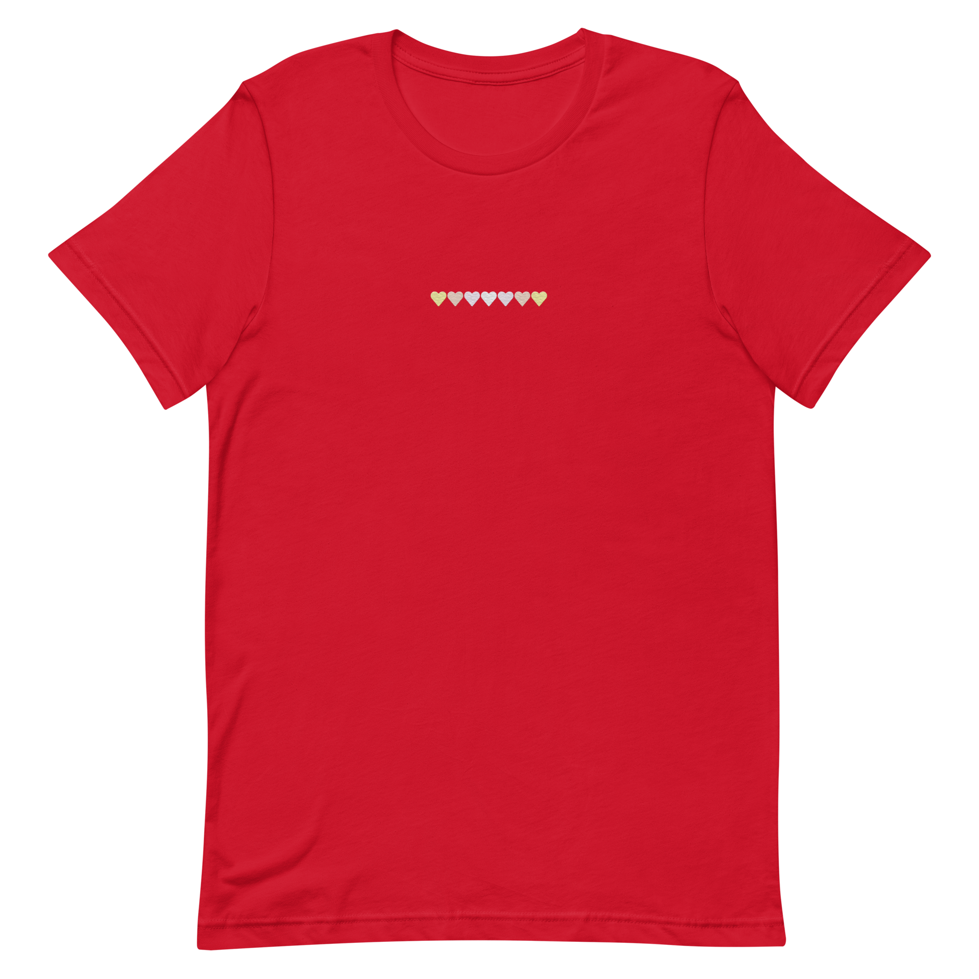 Embroidered Pangender T-Shirt: Pride Flag Horizontal Heart Design