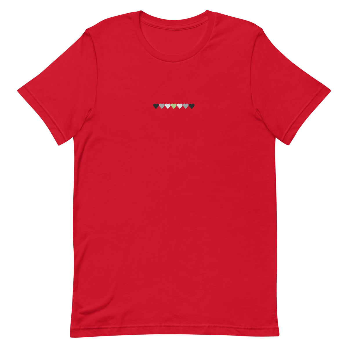Embroidered Agender T-Shirt: Pride Flag Horizontal Heart Design