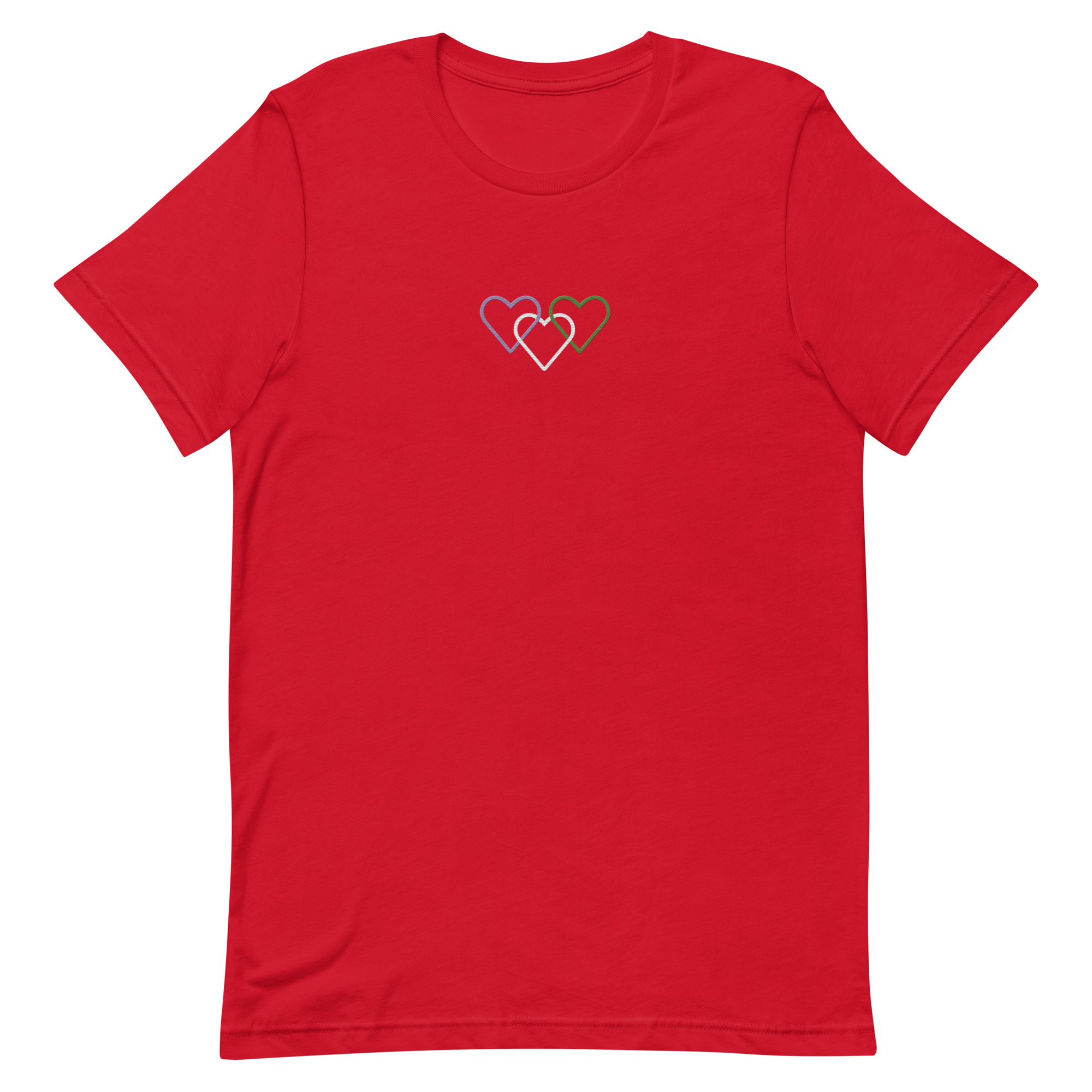 Genderqueer Pride Tee: Interlaced Heart Outlines Embroidered T-Shirt