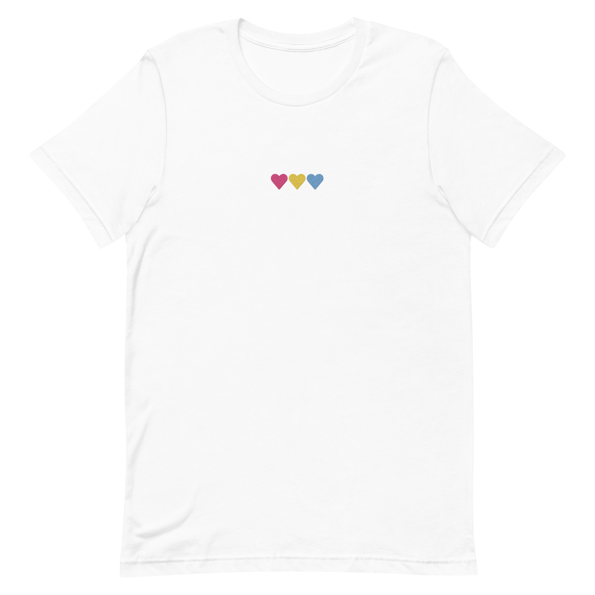 Embroidered Pansexual T-Shirt: Pride Flag Horizontal Heart Design