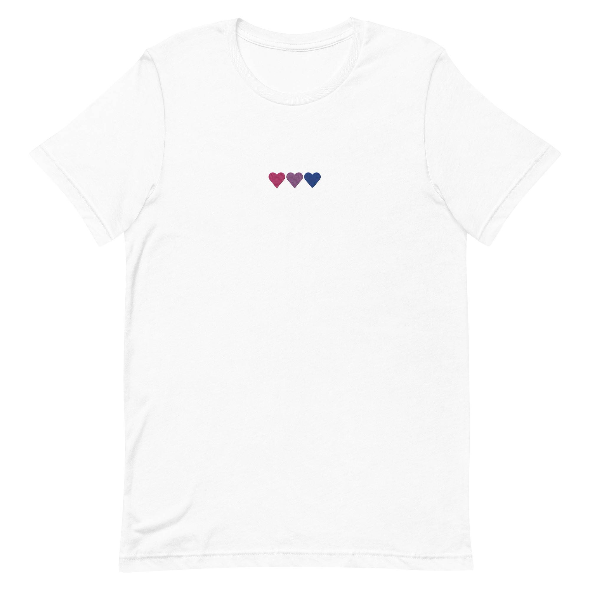 Embroidered Bisexual T-Shirt: Pride Flag Horizontal Heart Design