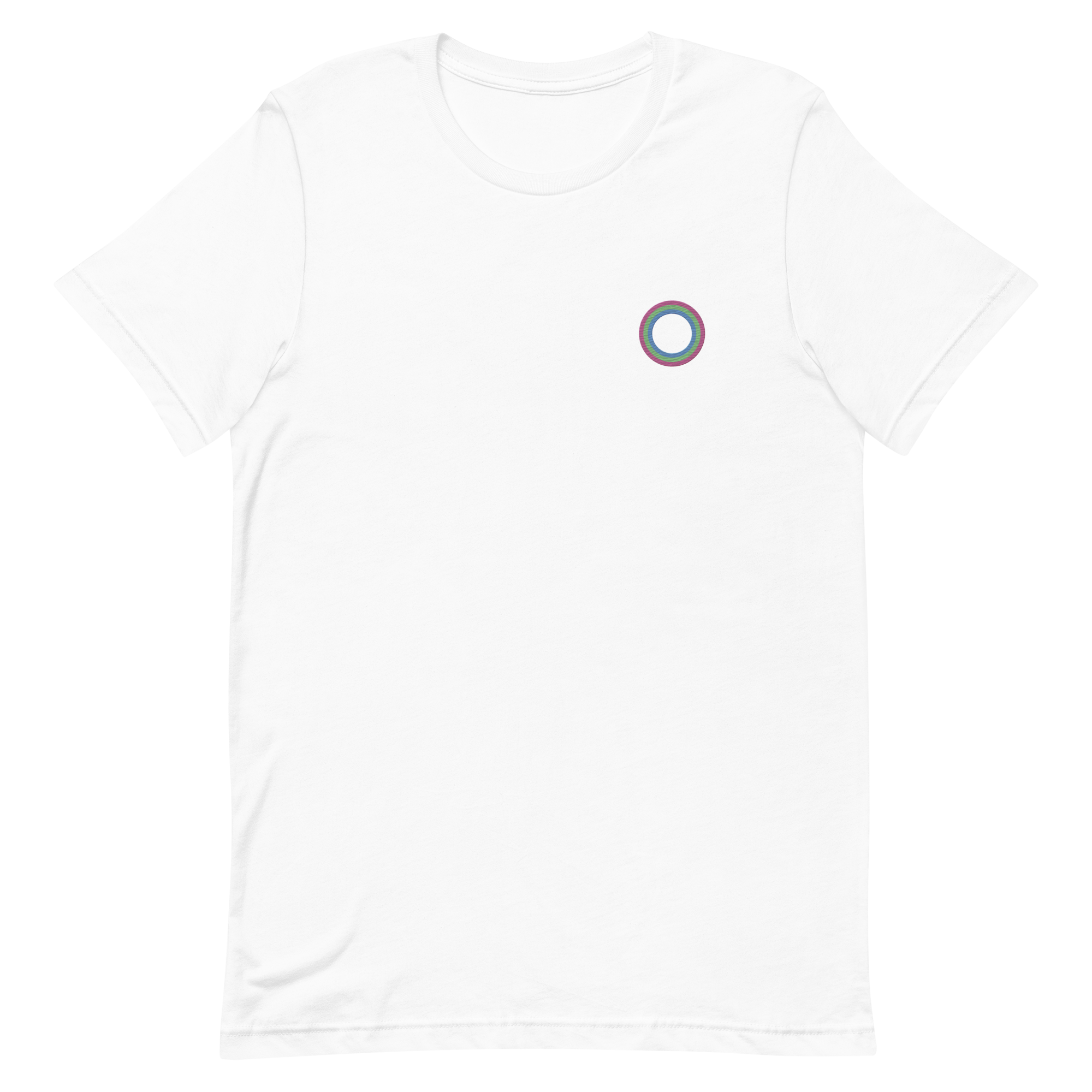 Embroidered Tee: Polysexual Pride Ring Emblem Design