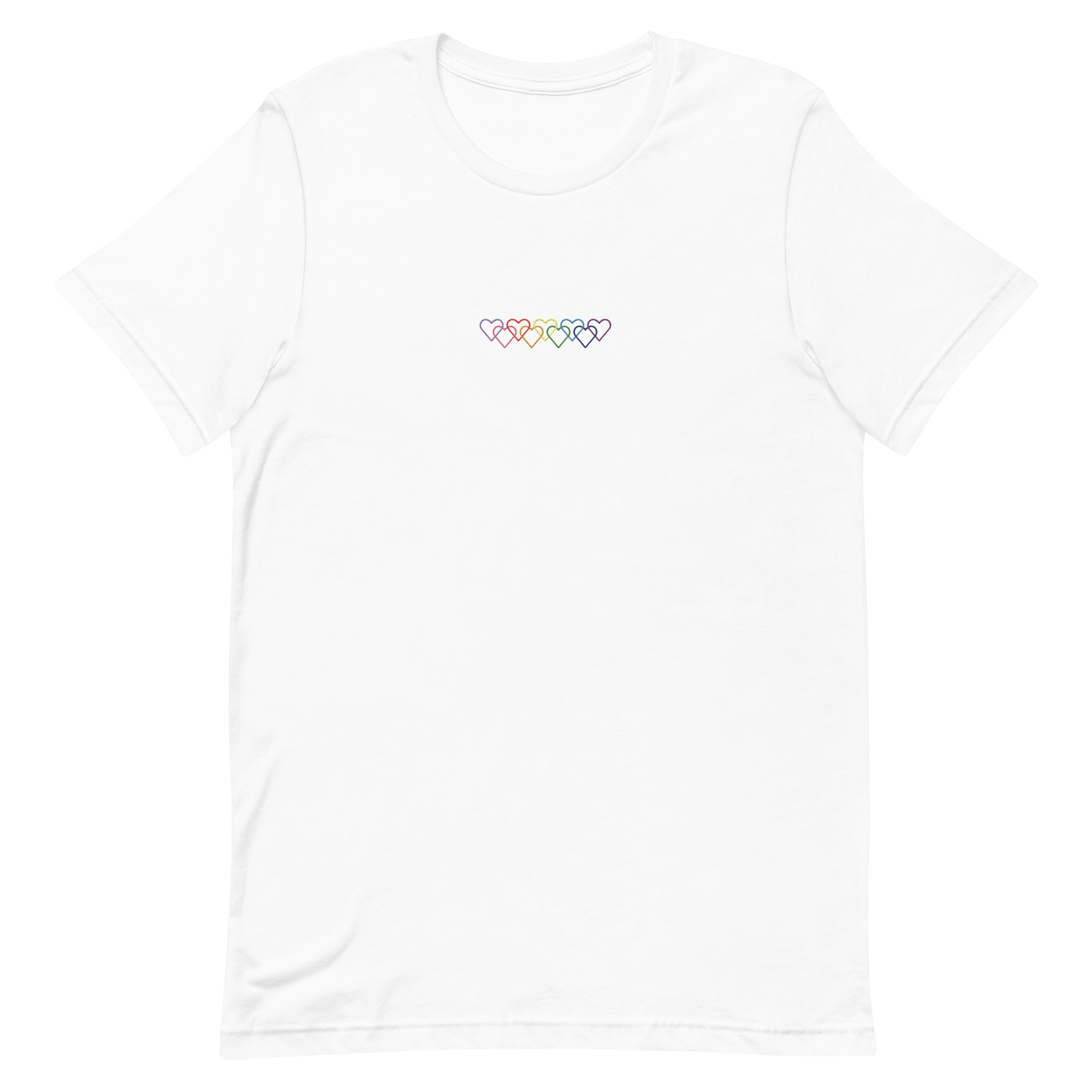Gilbert Baker Pride Tee: Interlaced Heart Outlines Embroidered T-Shirt