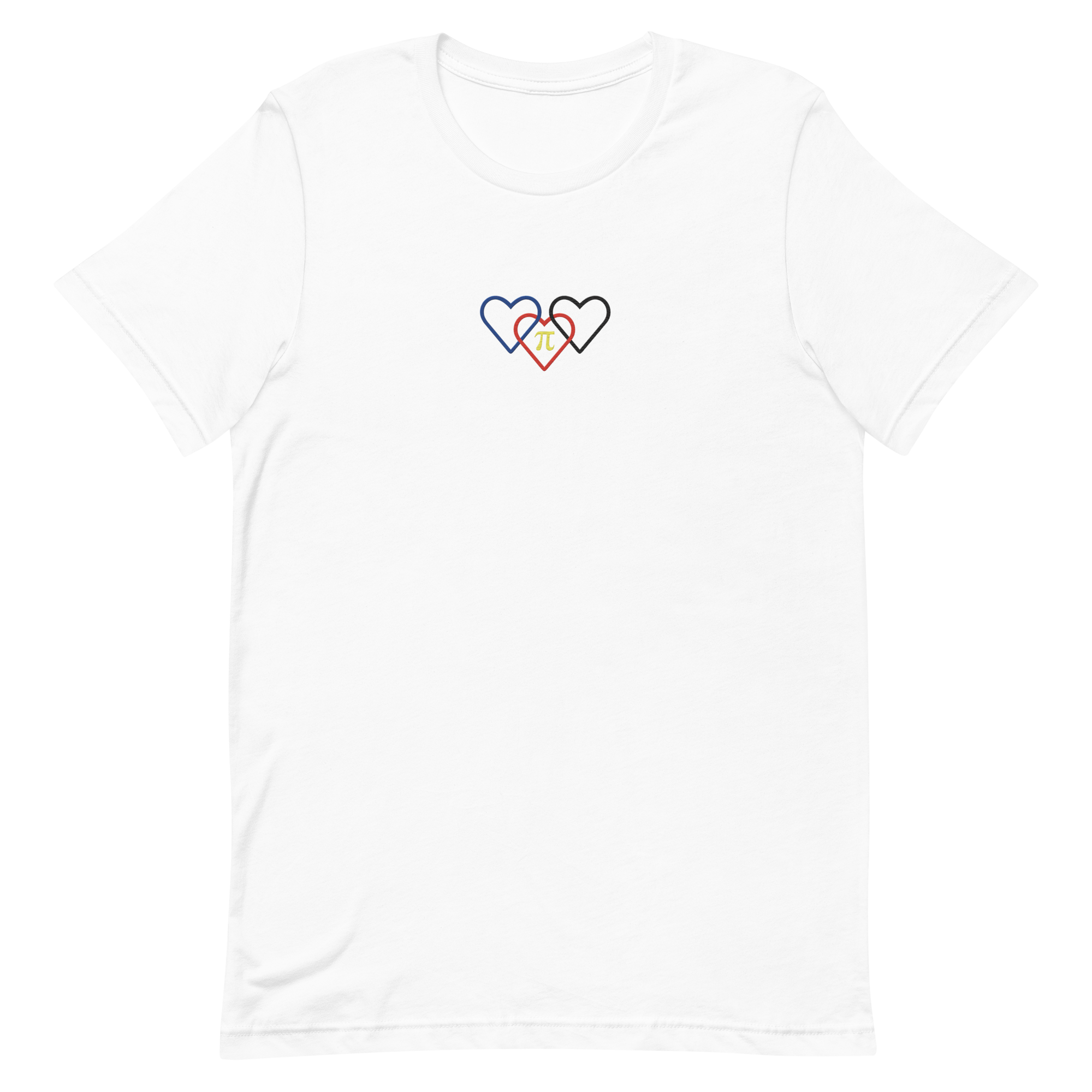 Polyamory Pride Tee: Interlaced Heart Outlines Embroidered T-Shirt