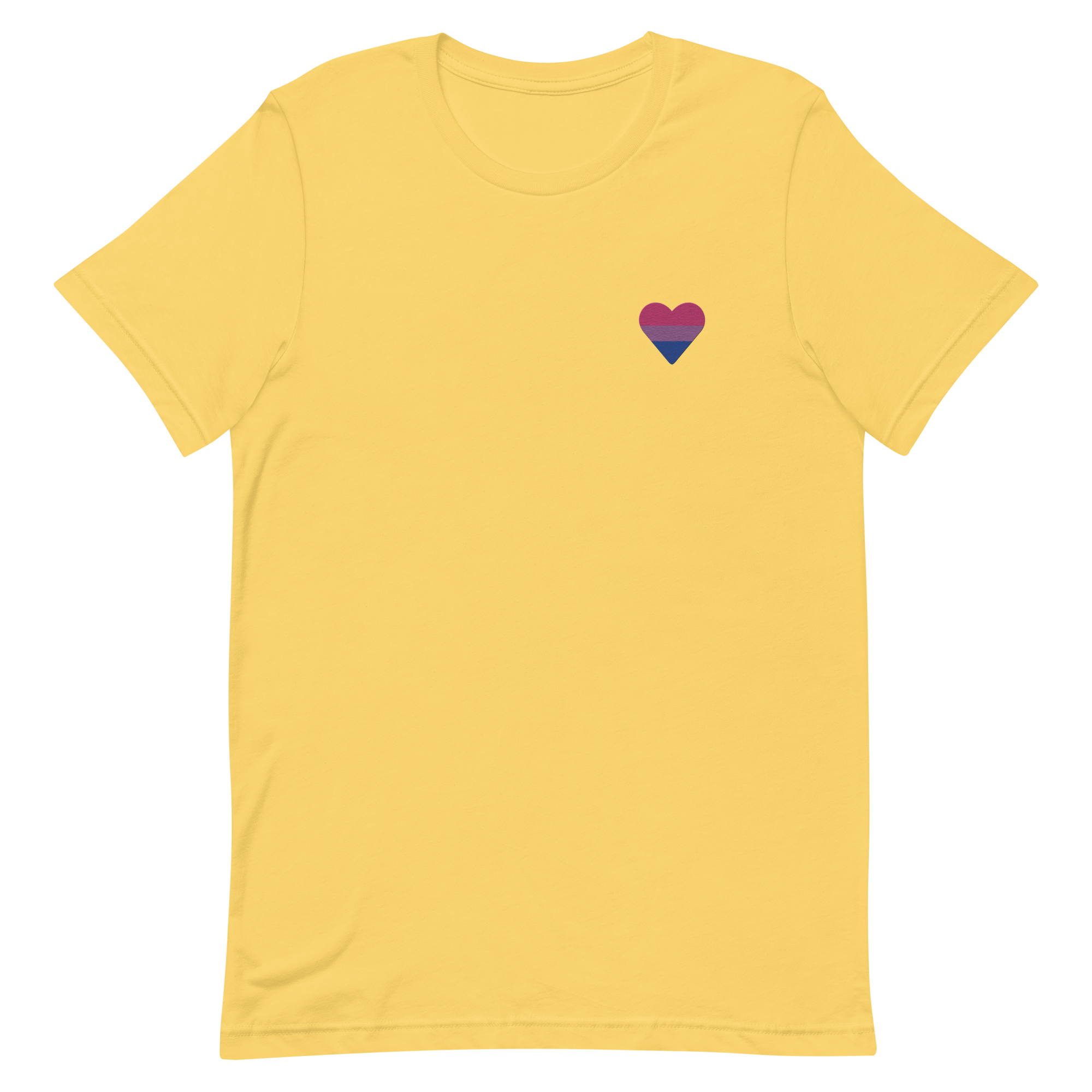 Bisexual Flag Embroidered Heart T-Shirt: Celebratory LGBTQ+ Pride Design