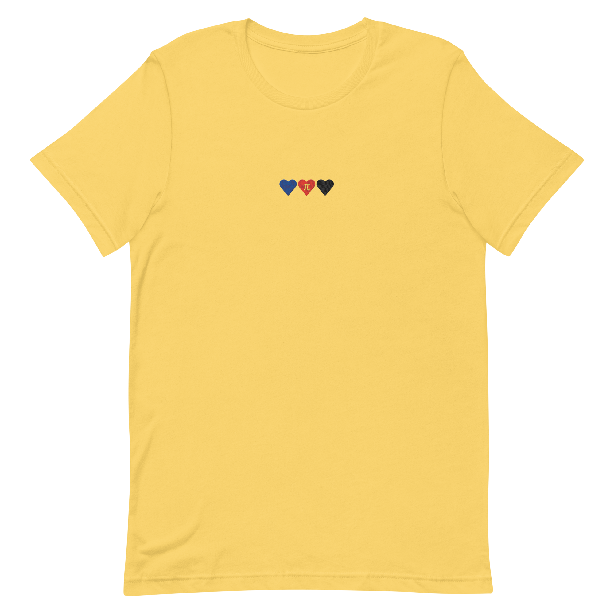 Embroidered Polyamory T-Shirt: Pride Flag Horizontal Heart Design