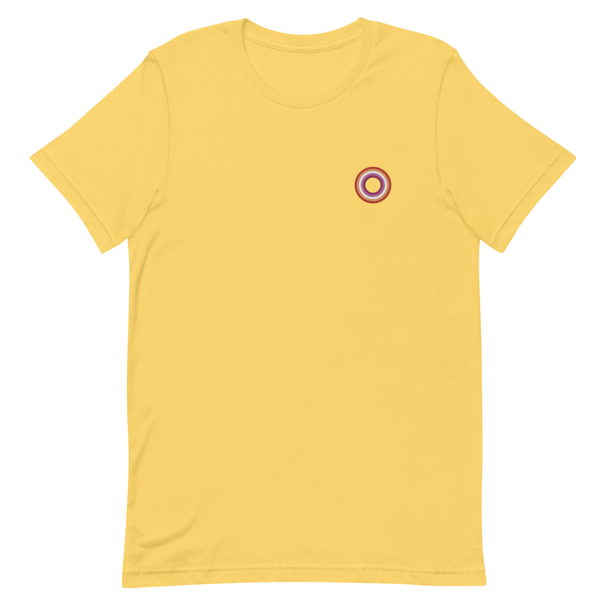 Embroidered Tee: Lesbian Pride Ring Emblem Design