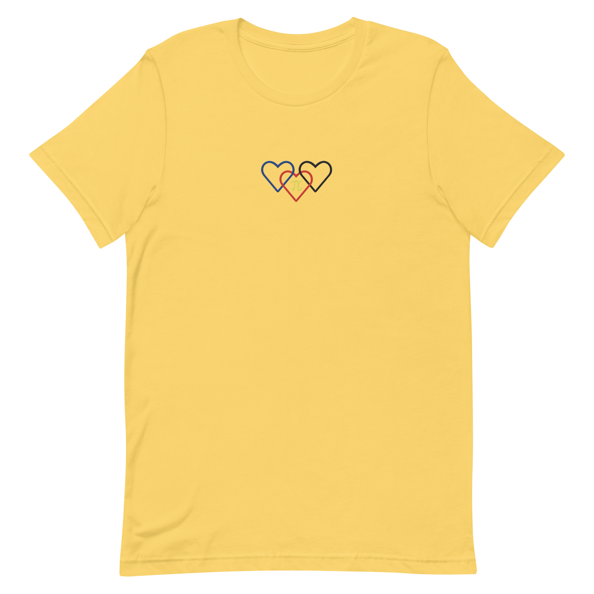 Polyamory Pride Tee: Interlaced Heart Outlines Embroidered T-Shirt